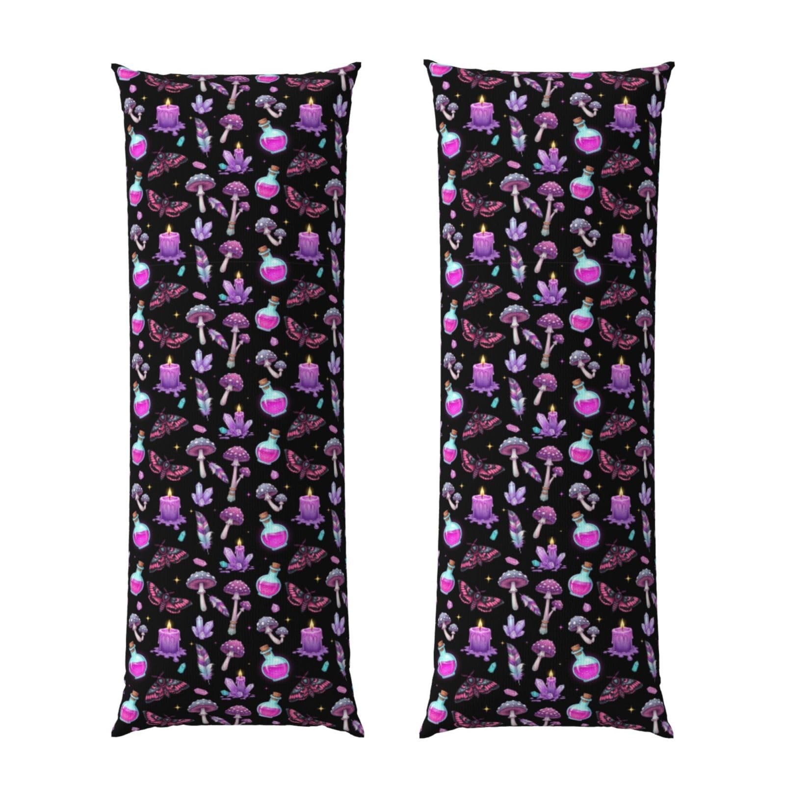 Body Pillow Cover 20x60 Inch, Goth Magic Witch Witchy, Plush Velvet Long Pillowcase with Zipper, Softffy Rectangular Case for Couch Bed Hotel Decor