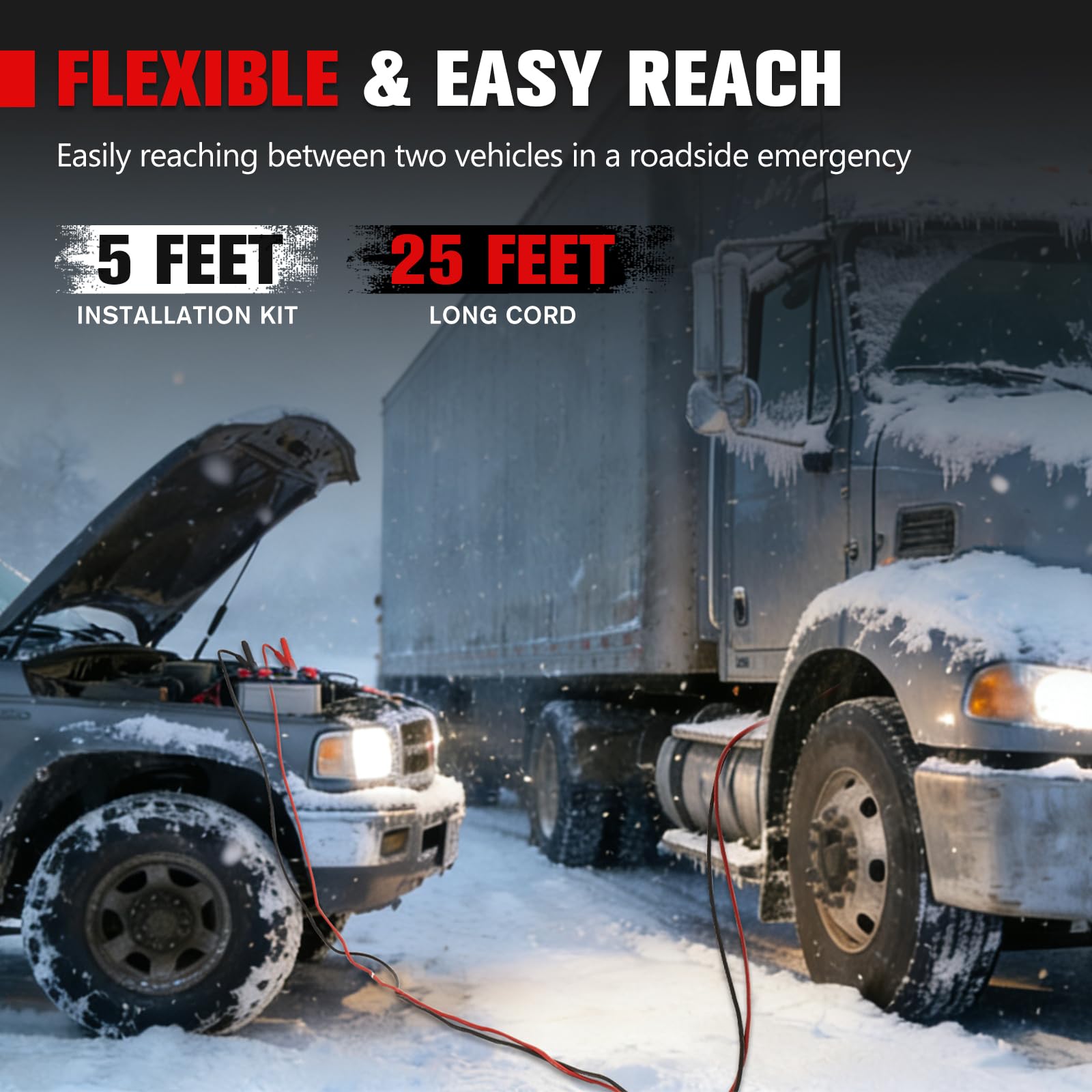 FIERYRED Cavi jumper a connessione rapida, calibro 2/0, 1500 A, resistenti con borsa da viaggio, cavo di avviamento per batteria resistente, per camion, camion diesel, SUV e auto