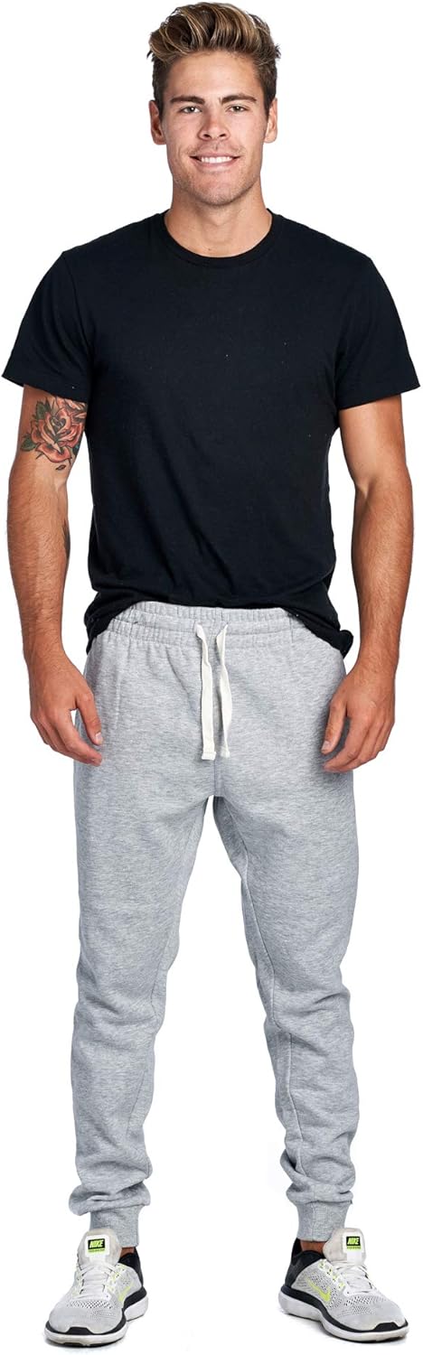 PROGO USA Men's Joggers Sweatpants Basic Fleece Marled Jogger Pant Elastic Waist - Image 6