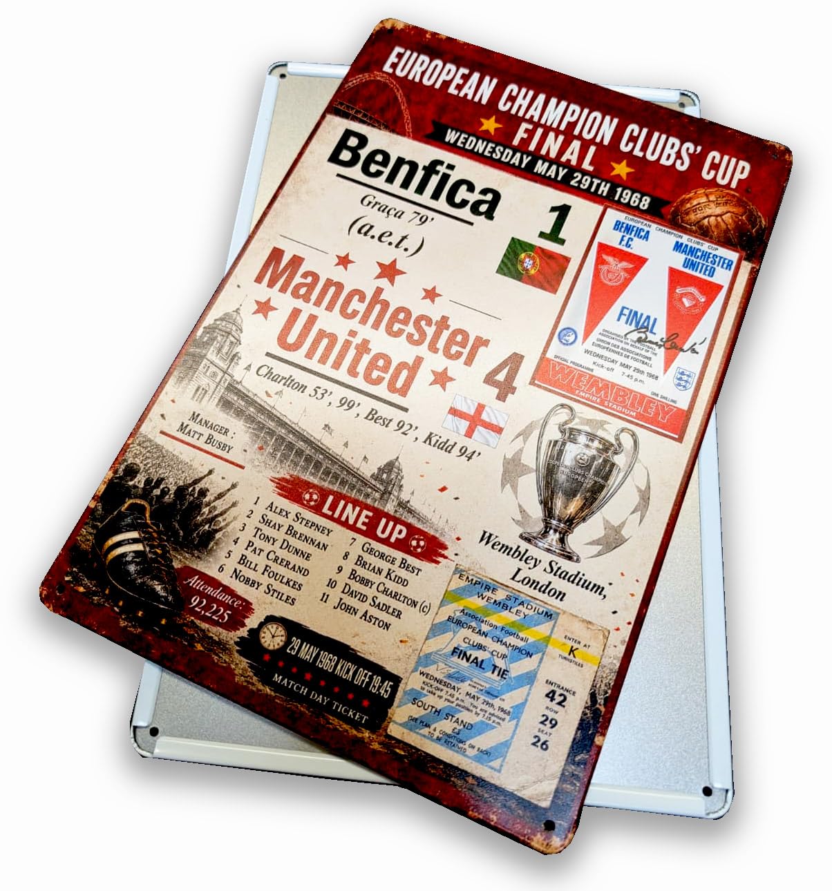 Funny United Metal Sign, A Grumpy MAN UTD Fan Lives Here, Old Trafford Manchester Retro Plaque Man Cave, Manchester (Manchester European Cup)