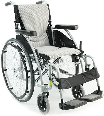 Karman S-115 Ergonomic Wheelchair 25 lbs, 16" Seat and Quick Release Axles, Pearl Silver