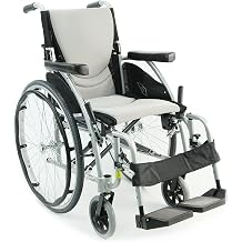 Karman K-115 25 lbs Ultra Light Ergonomic Wheelchair with Removable Footrest Silver Color