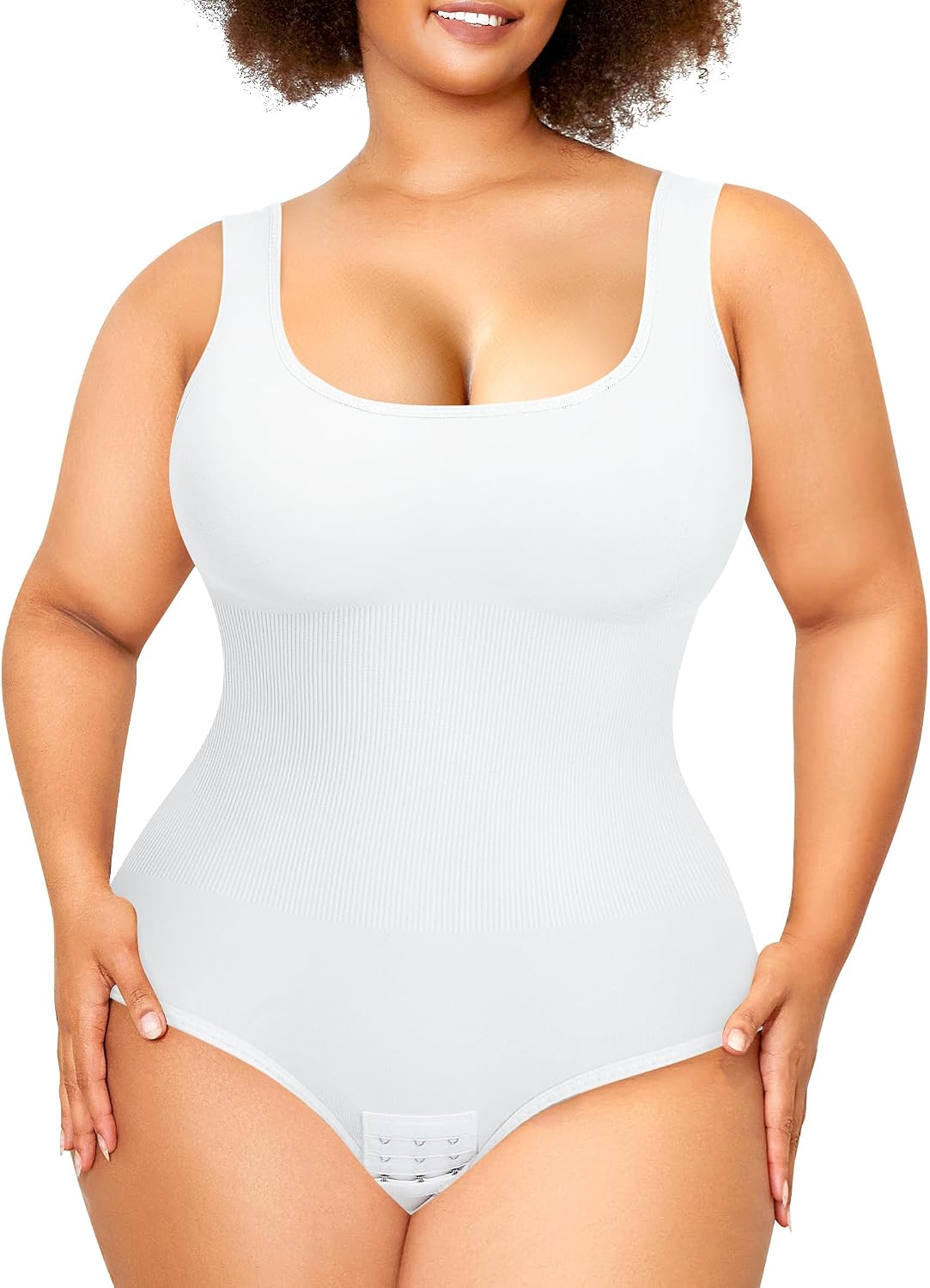 Nebility Plus Size Bodysuit Shapewear Tummy Control Body Shaper for Women Seamless Body Suit Sleeveless Going Out Tops