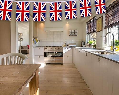 Miniatura 5 de MacLand 30 cadenas de bandera británica, banderines ingleses del Reino Unido de 32 pies, pancarta de decoración de Inglaterra para decoración de