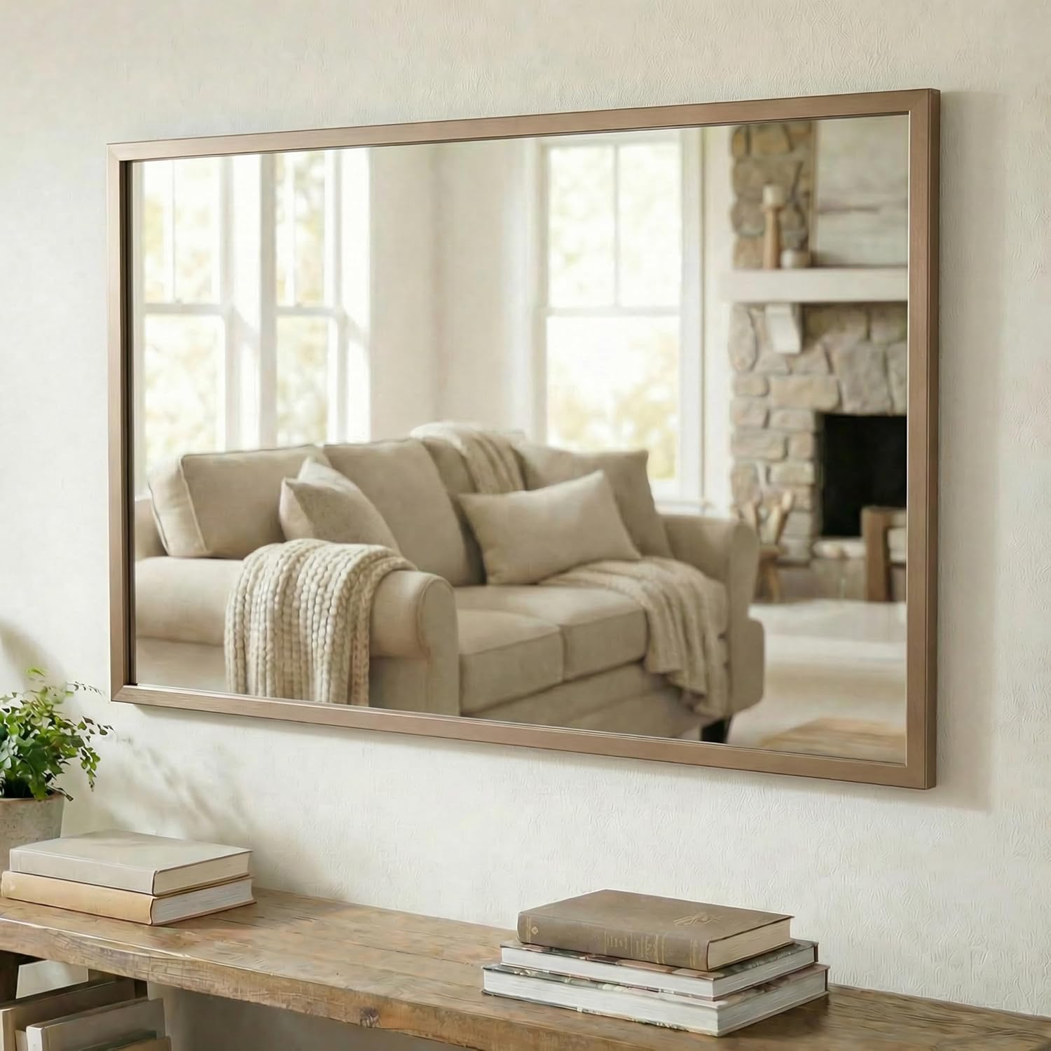 Frame My Mirror Gold Bathroom Mirror for Wall, 30" x 36" Champagne Bronze Bathroom Vanity Mirror, Made in USA, Hangs Horizontally or Vertically, Ellis Design