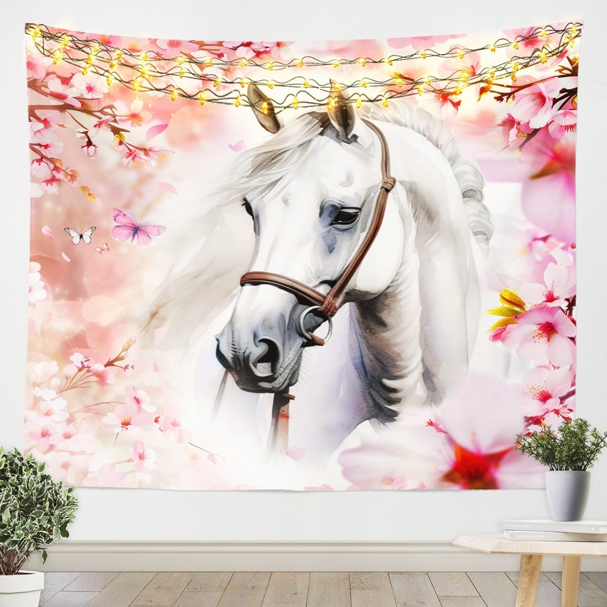 Monkey Wall Hangings Cute Cartoon Animal Tapestry Green Nature Rustic Garden Theme Tapestries Plants Floral Decor Bed Tapestry Wall Blanket Wall Art for Living Room Bedroom Home Decor, 71"x92"