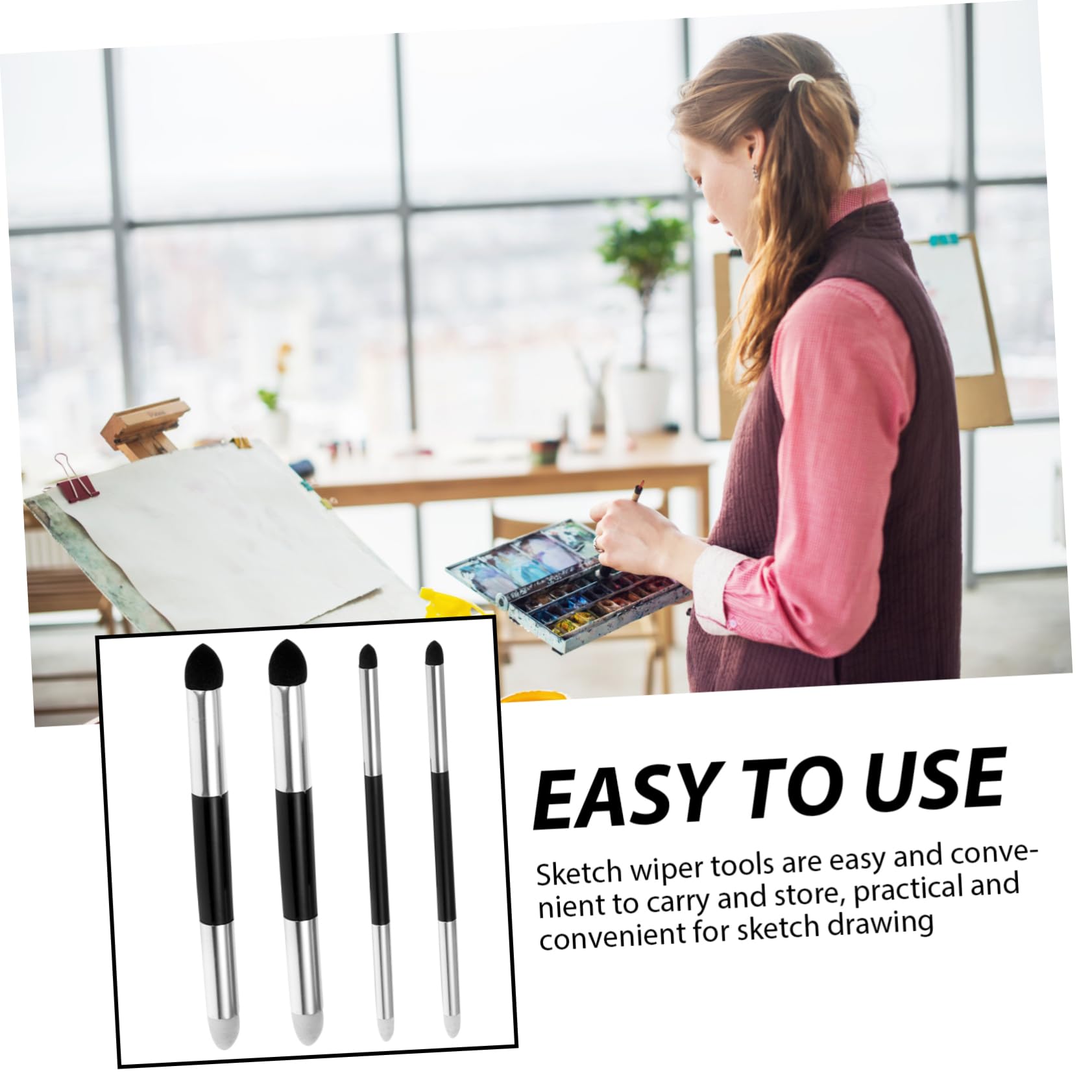 NUOBESTY 16pièces Estompes à Double Tête Éponge pour Dessin Et Ombres Outils De Réutilisables pour Artistes Débutants Et