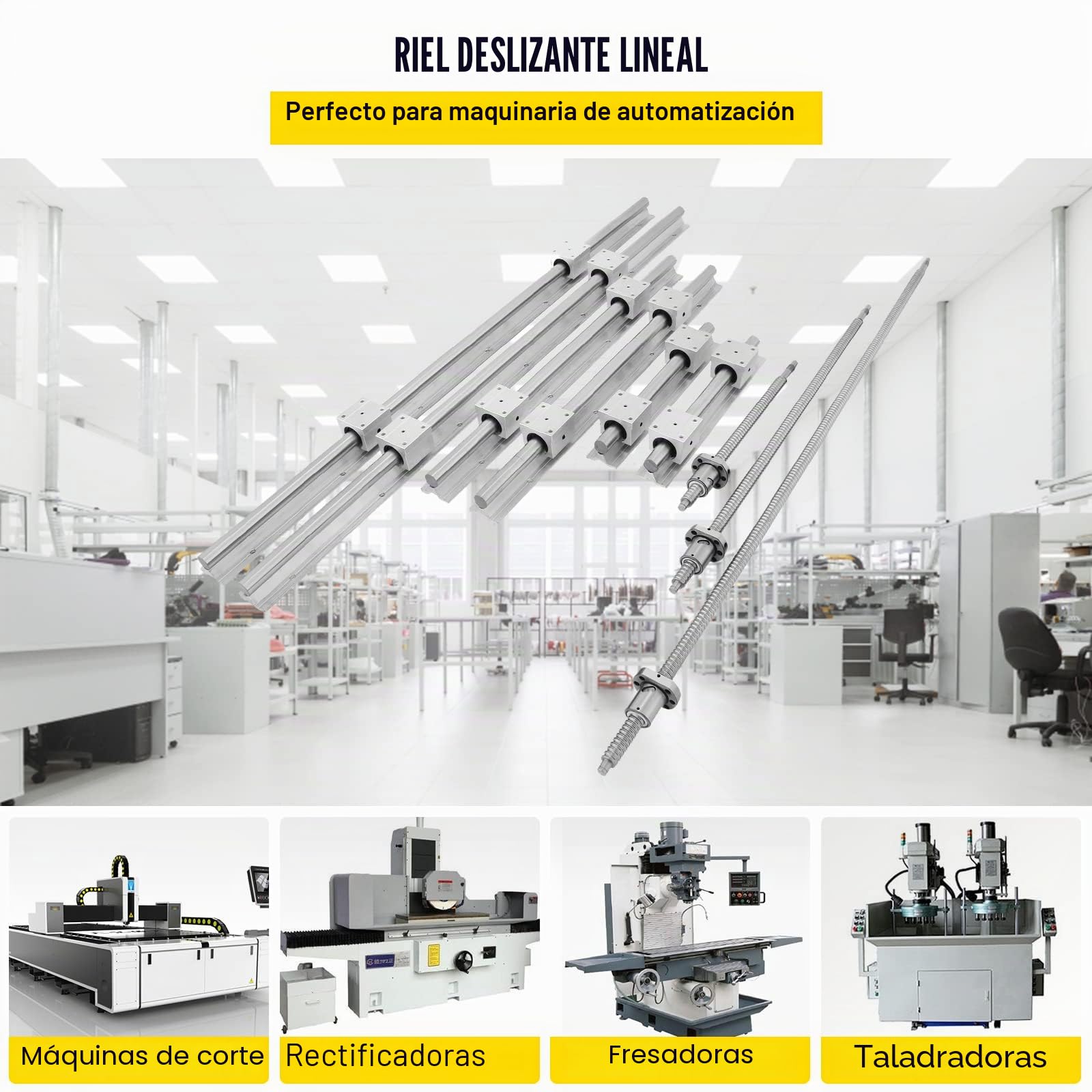 VEVOR Riel Lineal SBR20 + 3 Husillos de Bolas RM1605-350/650/1,050mm + BK/BF 12 Kit CNC, Carril Guía Lineal en Miniatura para Fresadora CNC/Amoladora CNC/Impresión de Máquinas Industriales