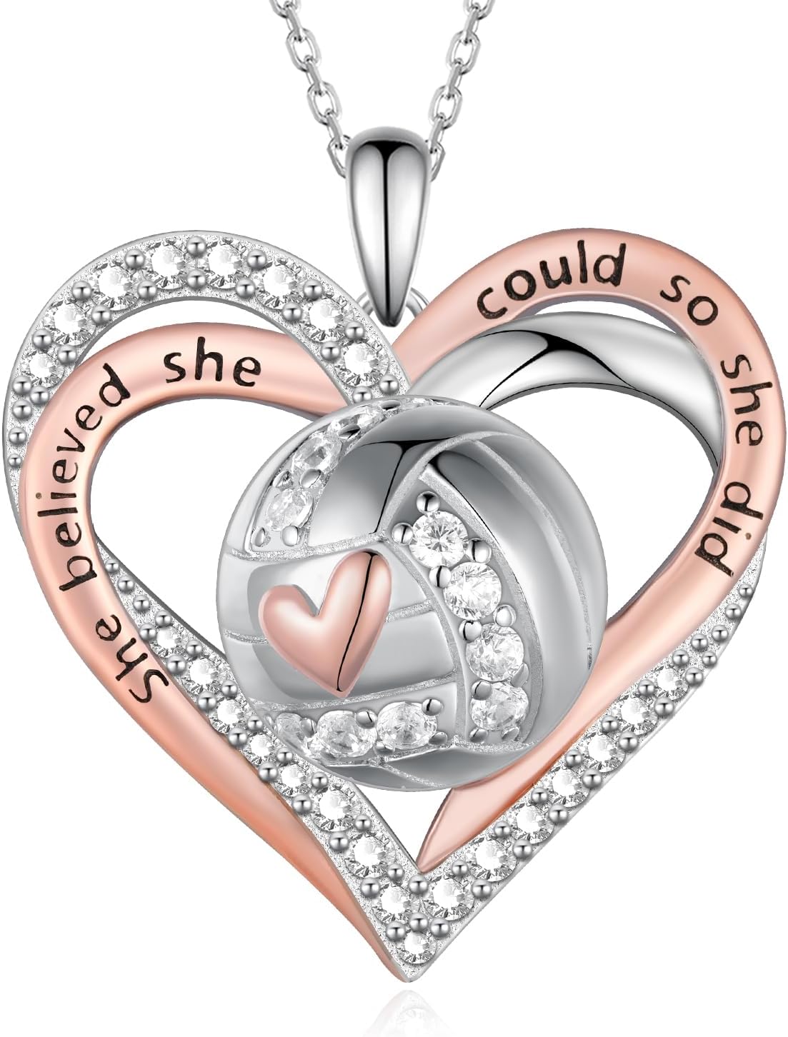 Baseball/Softball/Volleyball/Pickleball/Basketball/Football/Soccer/Bowling/Hockey/Golf/Lacrosse Pendant Necklace 925 Sterling Silver Sport Jewelry Gifts for Women