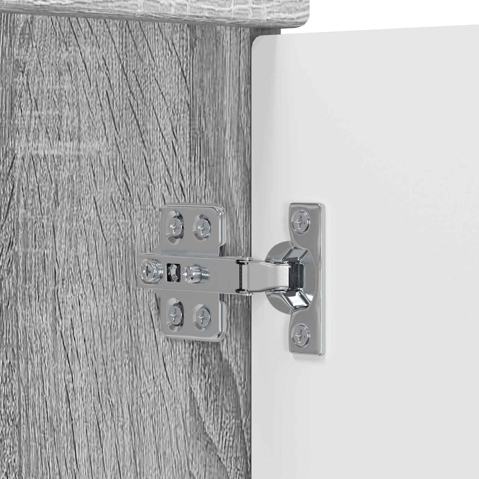 Mueble de baño con lavabo y grifo, gris Sonoma, 42 cm | Lavabo compacto con armario bajo para el pequeño cuarto de baño o aseo de invitados, incluye grifo.