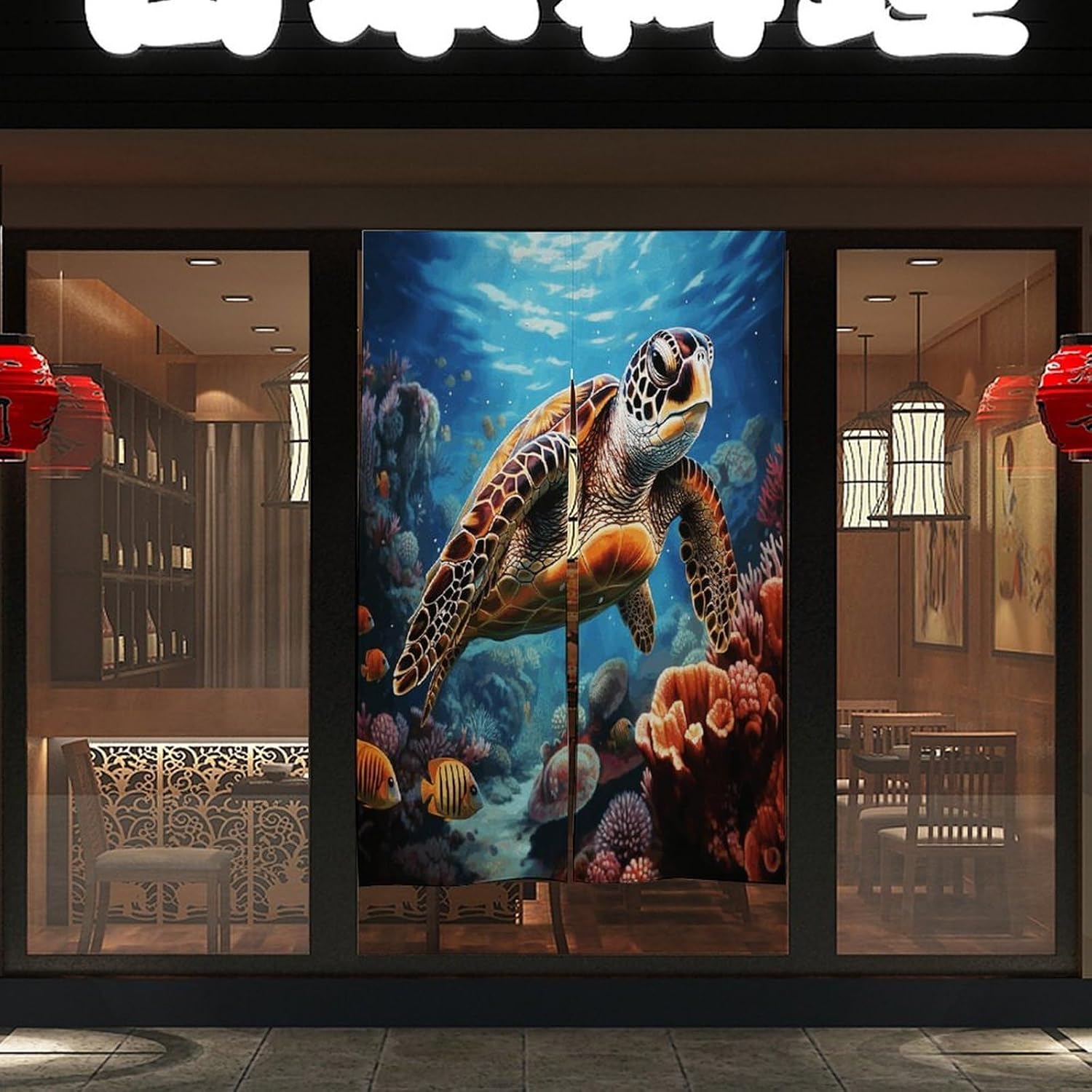 Sea Turtles Diamond Painting Door Curtains Light Blocking Thermal Insulation Drapes Long Type Artistic Painting Tapestry Applicable Bedroom Room Living Room Doorway 34"x 57"