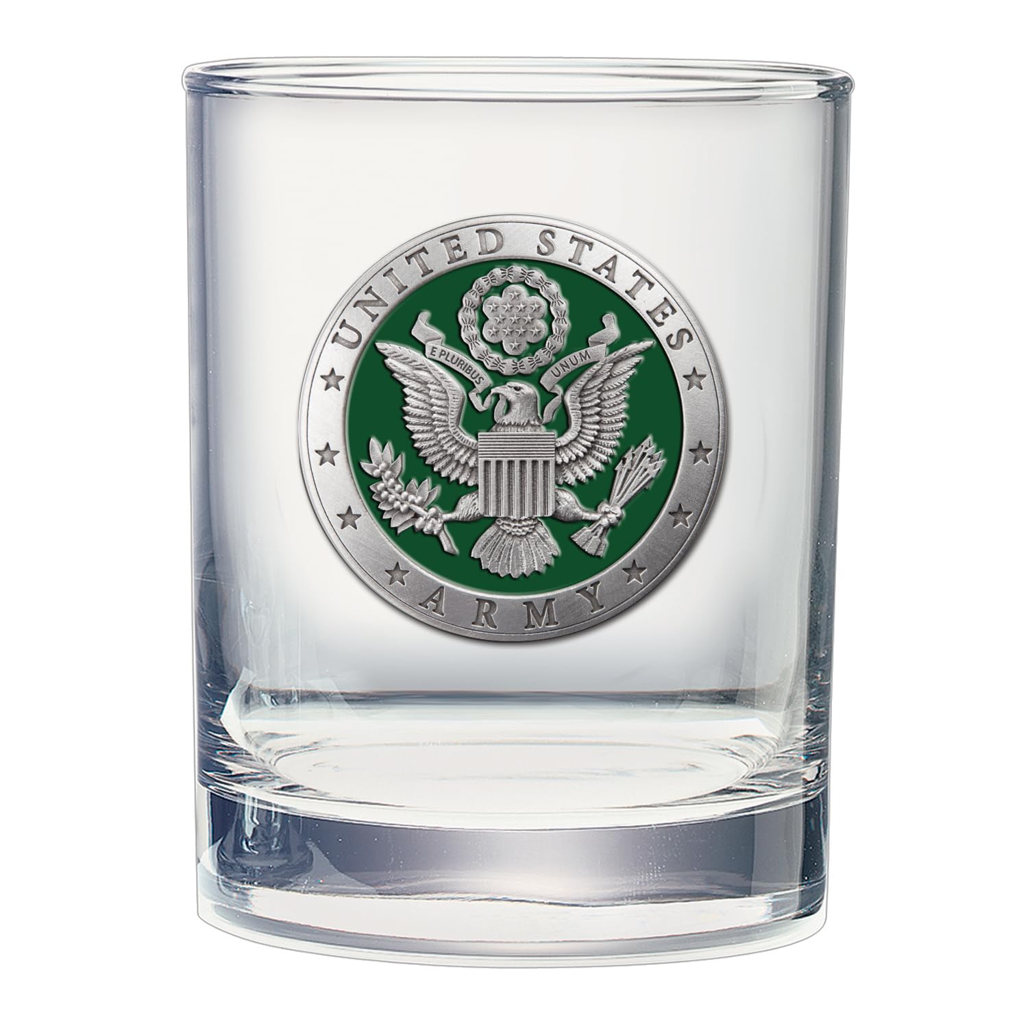 Heritage Pewter United States Army Double Old Fashion Glass | Rocks14 OZ for Liquor | Expertly Crafted Pewter Glass