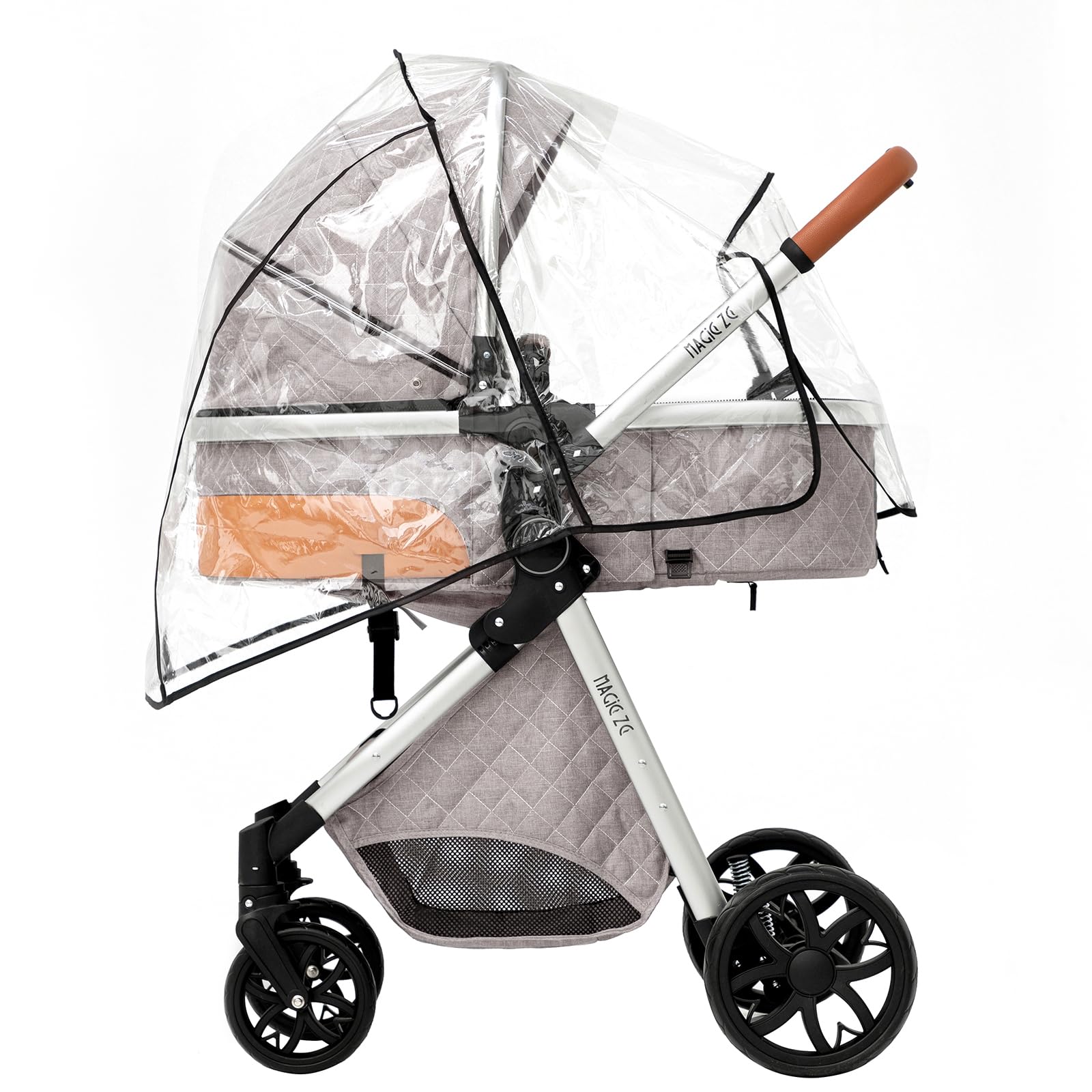 NADDLILY Passeggino Trio, Passeggino 3 in 1 con Spinta Reversibile a Due Vie, Trio Passeggino Neonati con Accessori, Carrozzina per Neonati con Design Portatile Pieghevole Un Clic (V9 Light Grey)