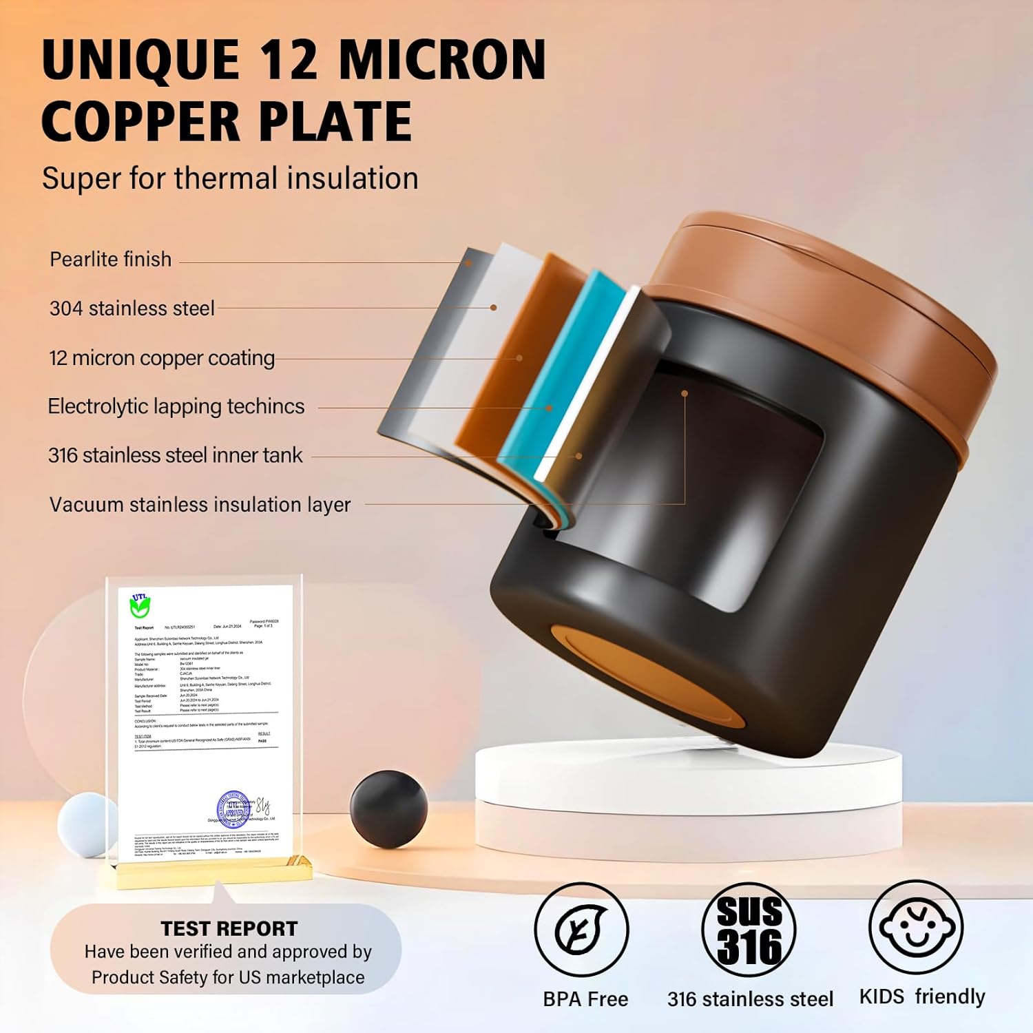 Eadali 15.2 oz Kids Insulated Food Jar – 316 Stainless Steel Thermo Lunch Container with Handle & Foldable Spoon, Leak-Proof BPA-Free Lunch Box for School Office - Image 5