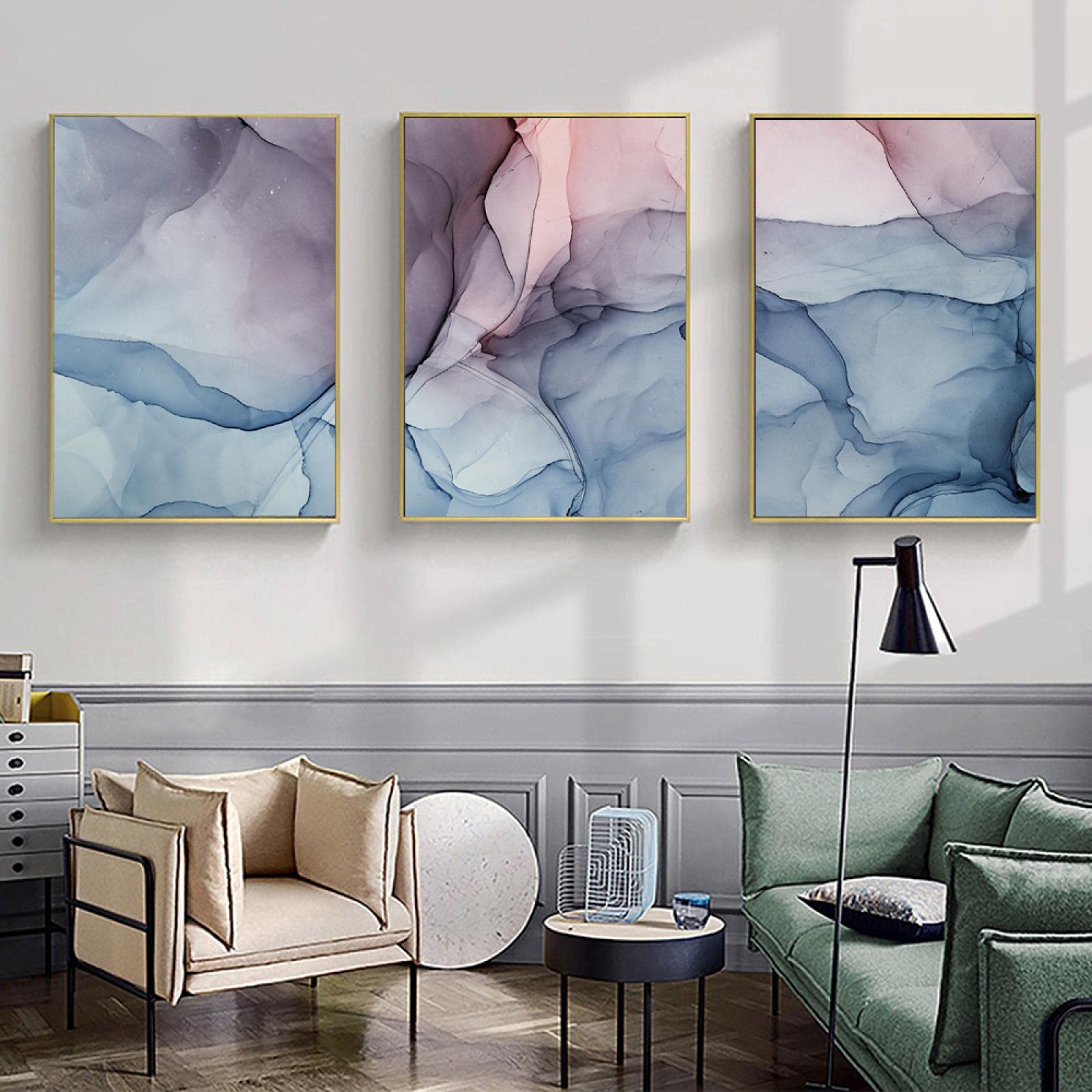 Affiche Abstraite Marbre Lot de 3 Toiles Modernes 60x90cm