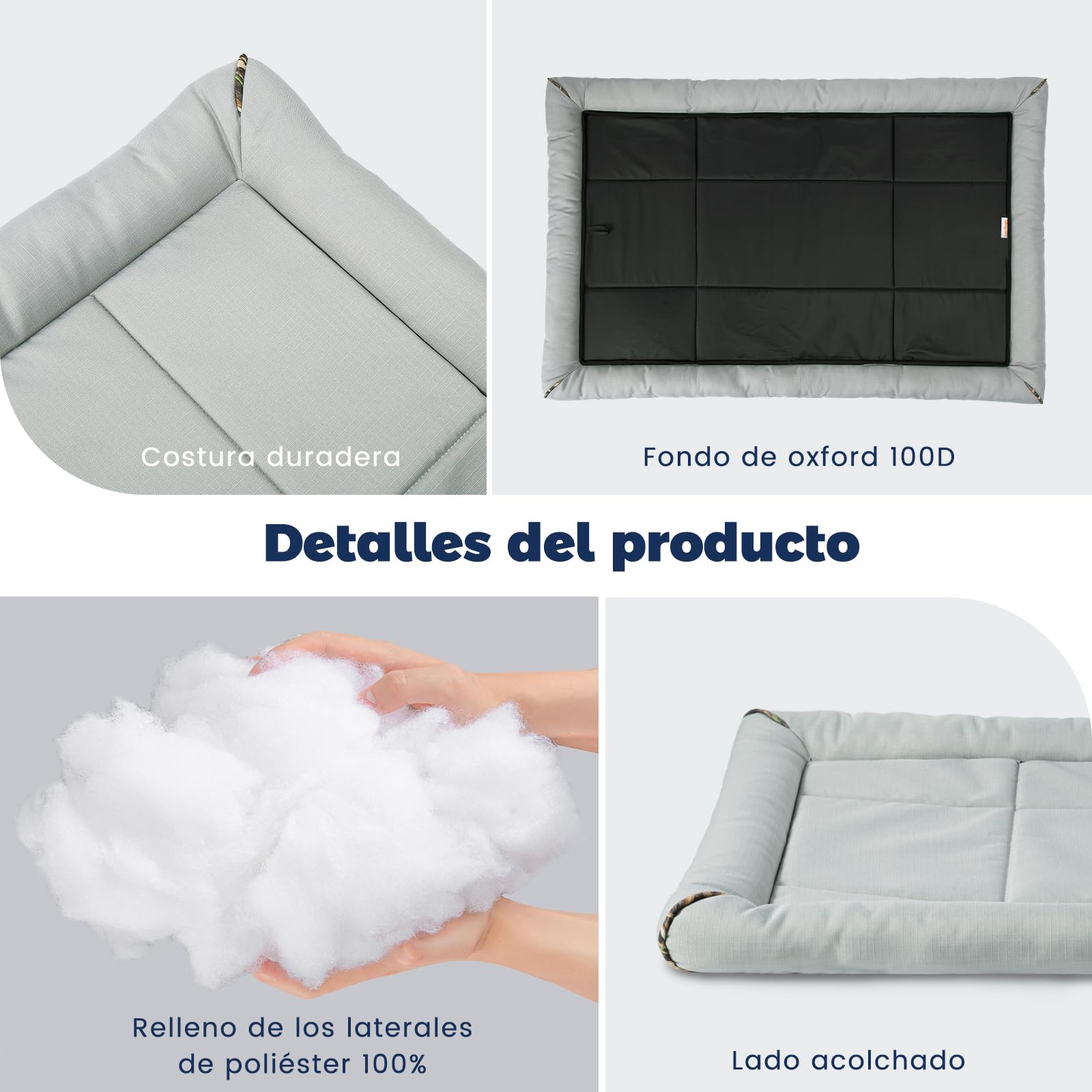 Miguel Cama para Perros Exterior Impermeable al Agua para Jaulas de Metal para Perros, Oxford Colchoneta Mascotas Duradera y Fácil de Limpiar, Ideal para Interiores Exteriores(107cm/42in Gris Claro)
