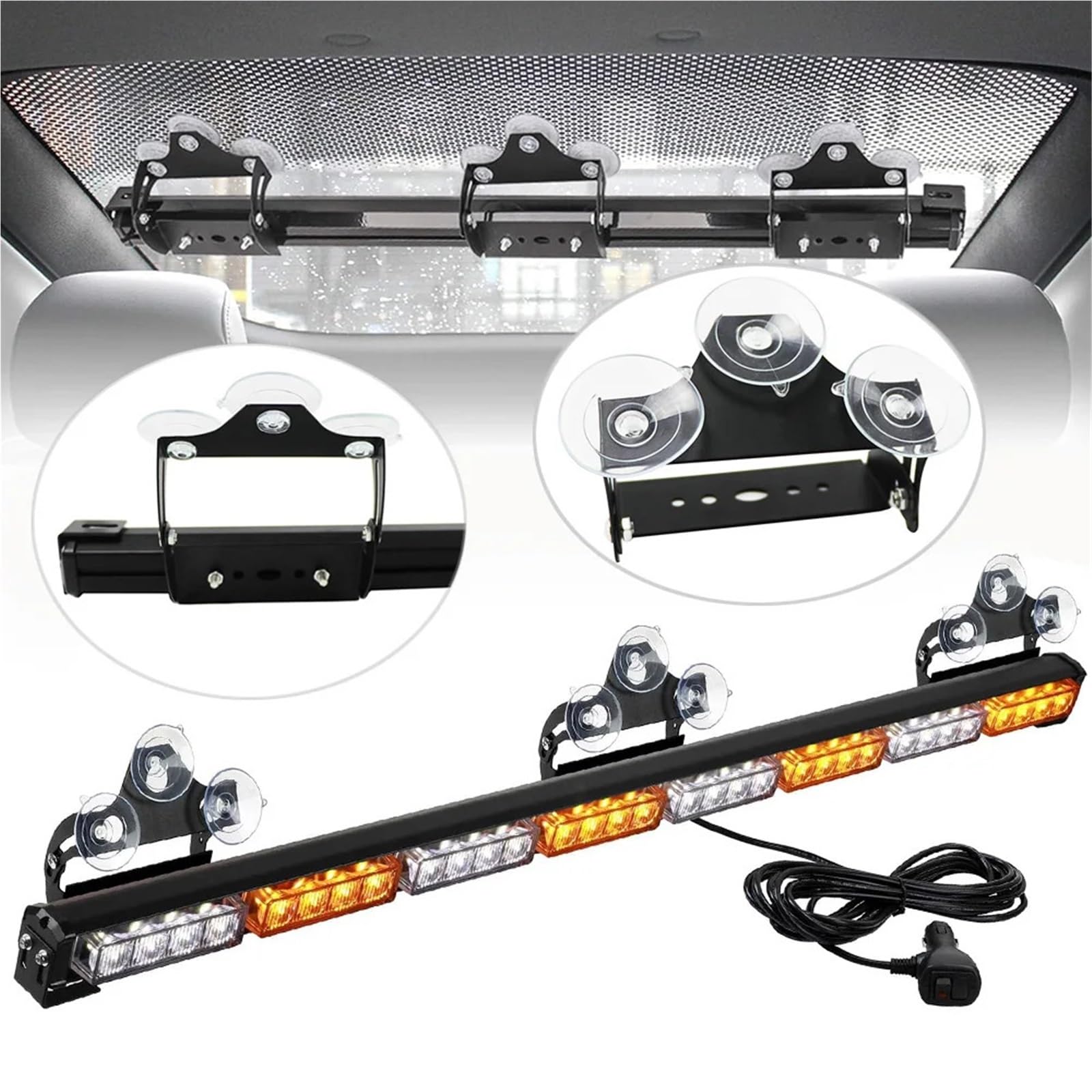 Para parabrisas coche, camión, vehículo, asesor tráfico, barra luz estroboscópica emergencia, soporte ventosa, 1/3 Uds. Soporte de Barra de Luz Soporte para Faros Delante(3pcs light bracket)