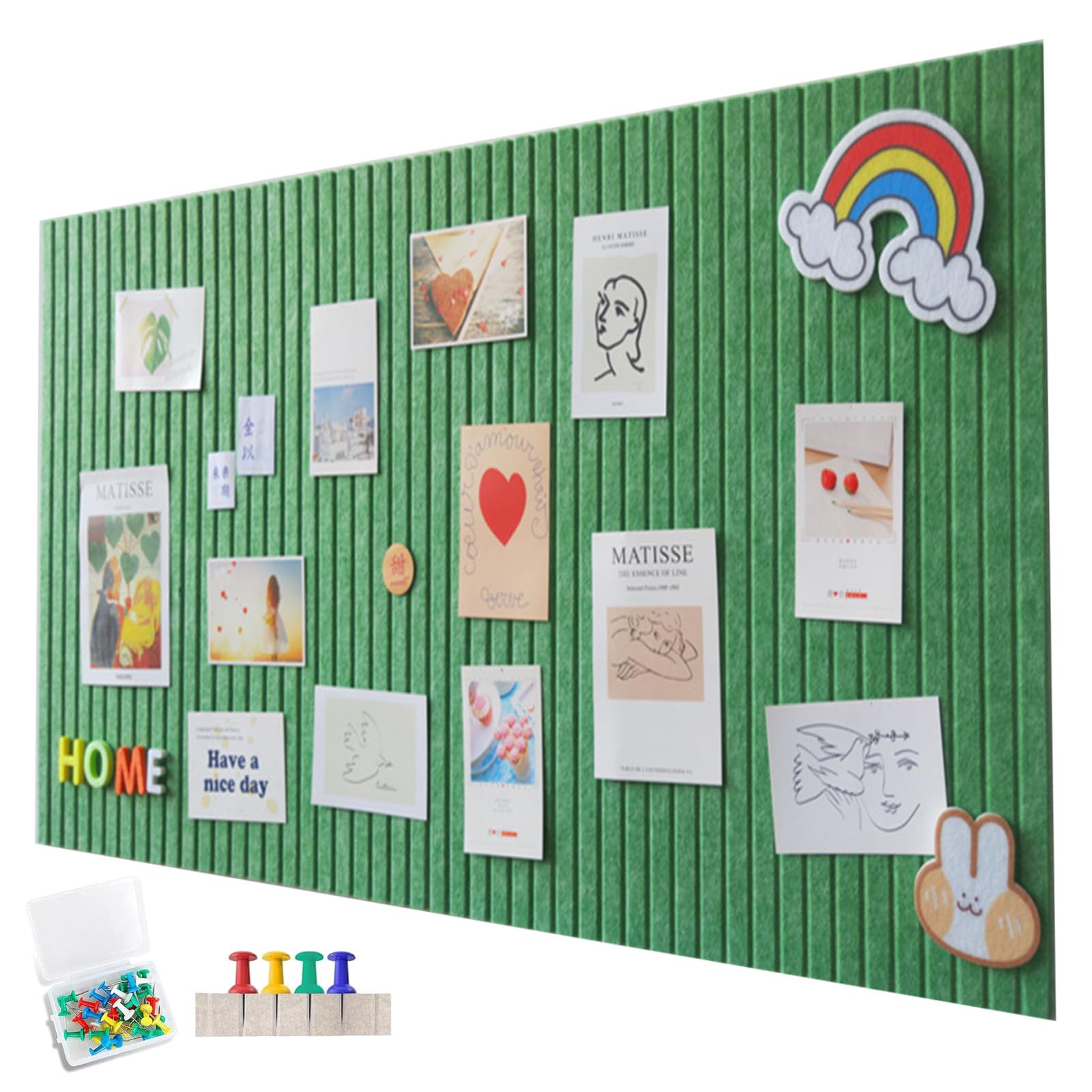 Large Felt Notice Board, Self-Adhesive, 60 x 40 cm, Felt Board, Memo Boards with 35 Push Pins, Felt Memo Boards, Bulletin Board, Wall Decoration, Vision Board for Office, Kitchen, Photos Memos
