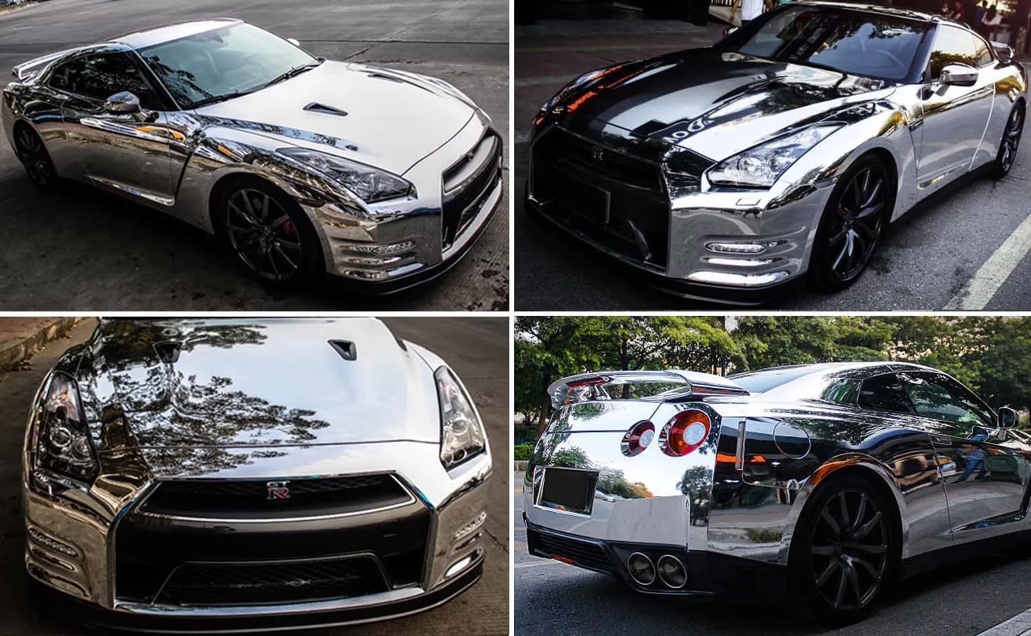 LZLRUN 1FT x 5FT Chrome Mirror Vinyl Wrap Adhesive Car Sticker Decal Film (Silver, 1FT x 10FT)
