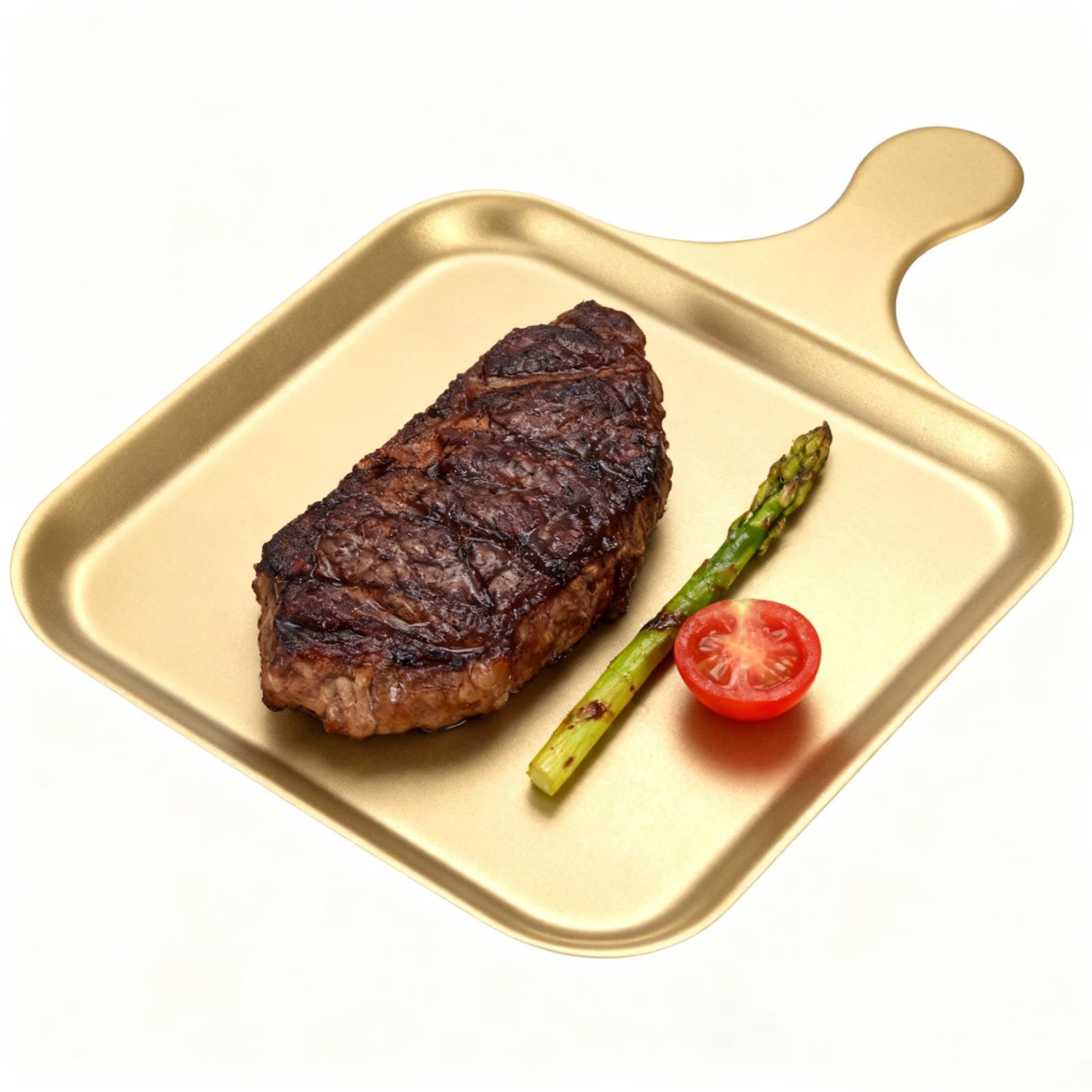 Bandeja redonda cuadrada para servir, bandeja antideslizante para carne para barbacoa, para camping, lavavajillas, acabado suave, ideal para filetes y cocina doméstica
