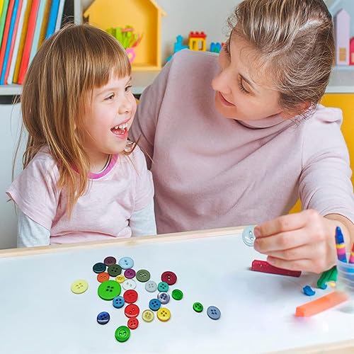 Miniatura 3 de 1000 piezas de botones de resina, botones redondos de manualidades de varios tamaños para coser manualidades DIY, pintura manual de botones para