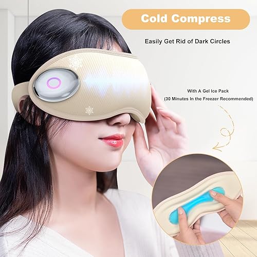 Miniatura 3 de DSNOS Máscara de ojos de masaje, máscara de ojos térmica, compresa de ojos térmica inalámbrica para ojos secos, relajación de la fatiga ocular,