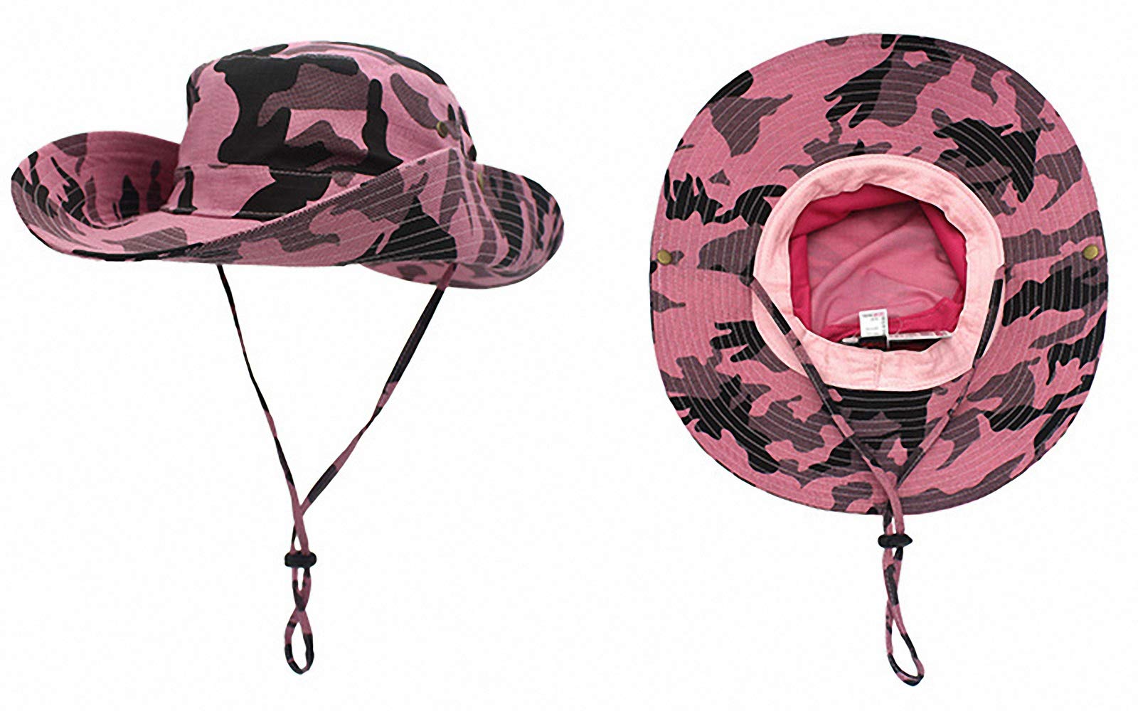Ulalaza Men's Bh5000001/Pink Sun Hat For /Wo, Outdoor Sun Protection Wide Brim Bucket Hat Adjustable Size Breathable Packable For Fishing Beach Golf Camouflage Cap Summer