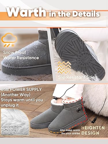 Miniatura 4 de Botas térmicas unisex eléctricas, calentadores de pies recargables, plataforma de invierno, botas de nieve con cargador portátil de 6000 mAh,