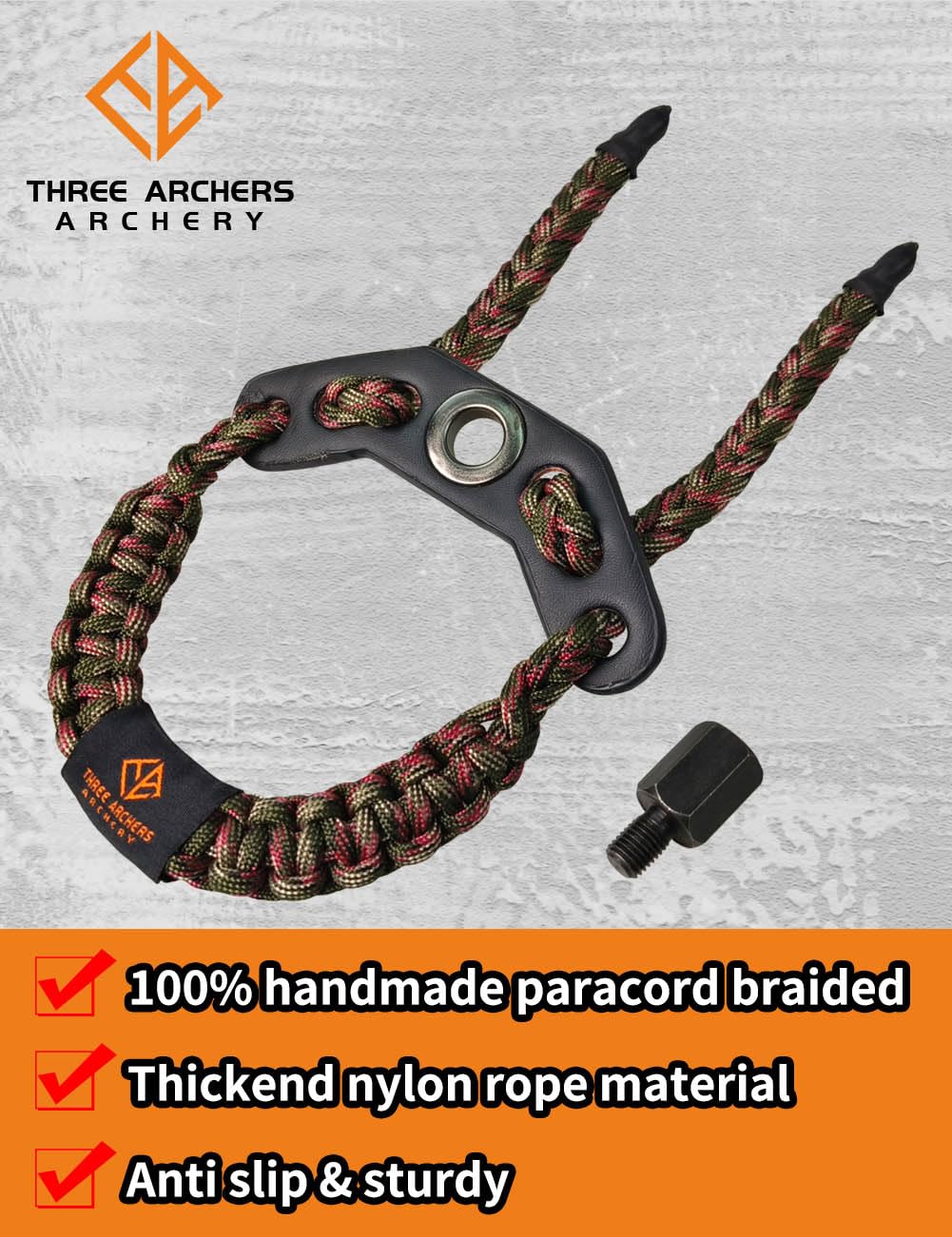 THREE ARCHERS Archery Bow Wrist Sling black Adjustable Wrist Strap Loop Compound Bow Stabilizer & Hand Loop Carrier (camo) - Image 4