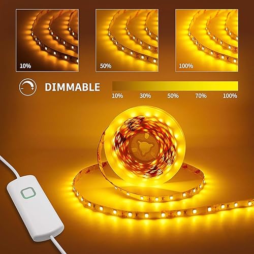 Miniatura 3 de Paquete completo de los kits completos de la luz de tira llevada amarilla de Dimmable con los equipos completos de los conectores