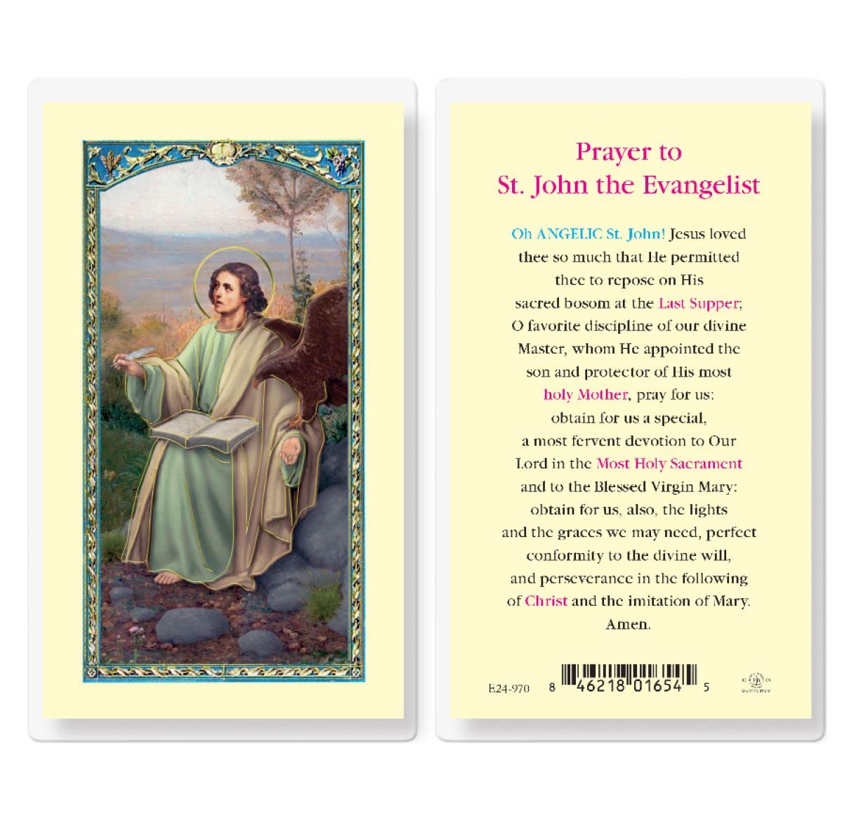 Prayer to St. John The Evangelist Laminated Holy Cards, 25-Count Value Pack