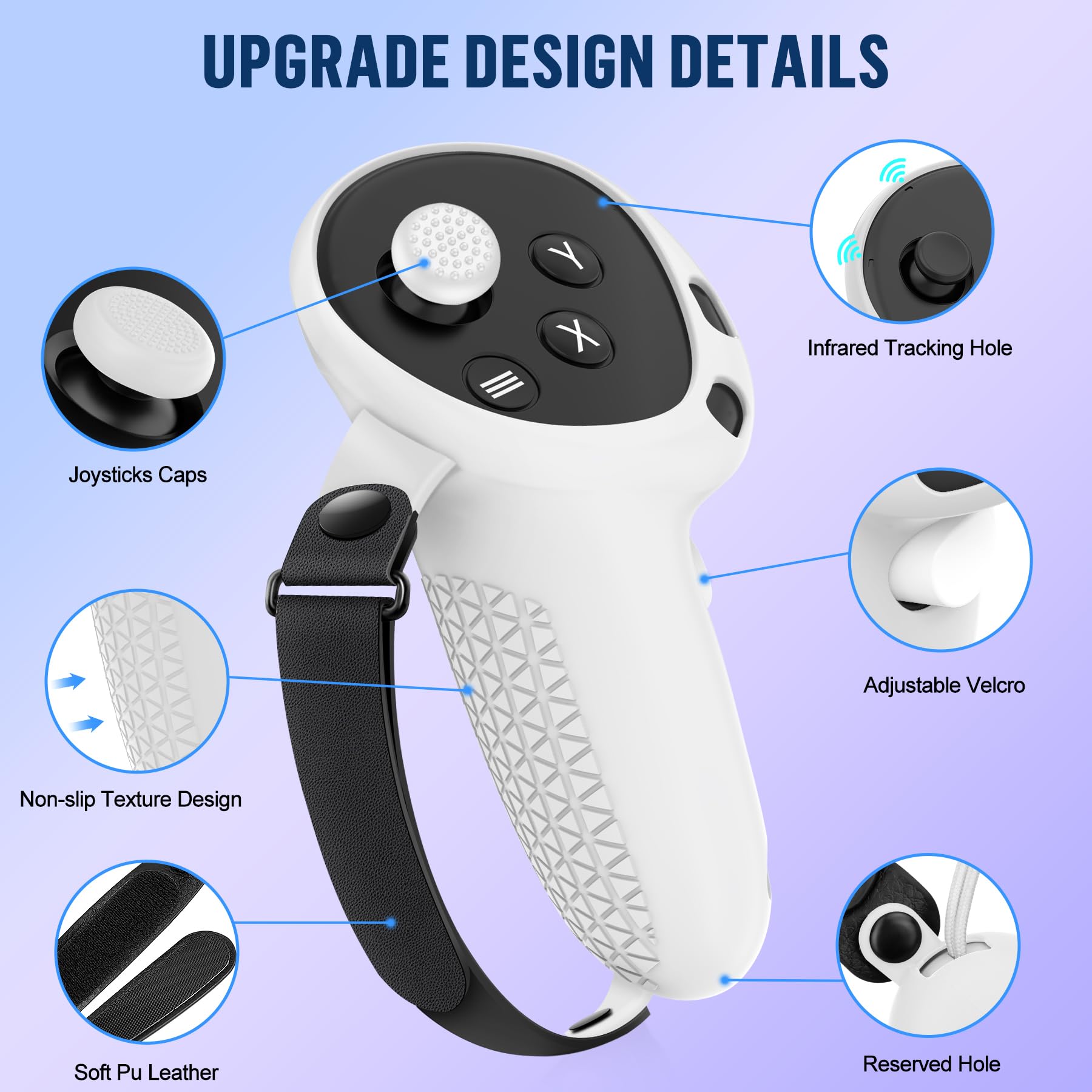 Ensemble de coques en silicone, compatibles avec les accessoires Meta Quest 3S, protection VR, protection du visage, poignées de contrôleur, coque avant et étui de protection d'objectif pour Meta