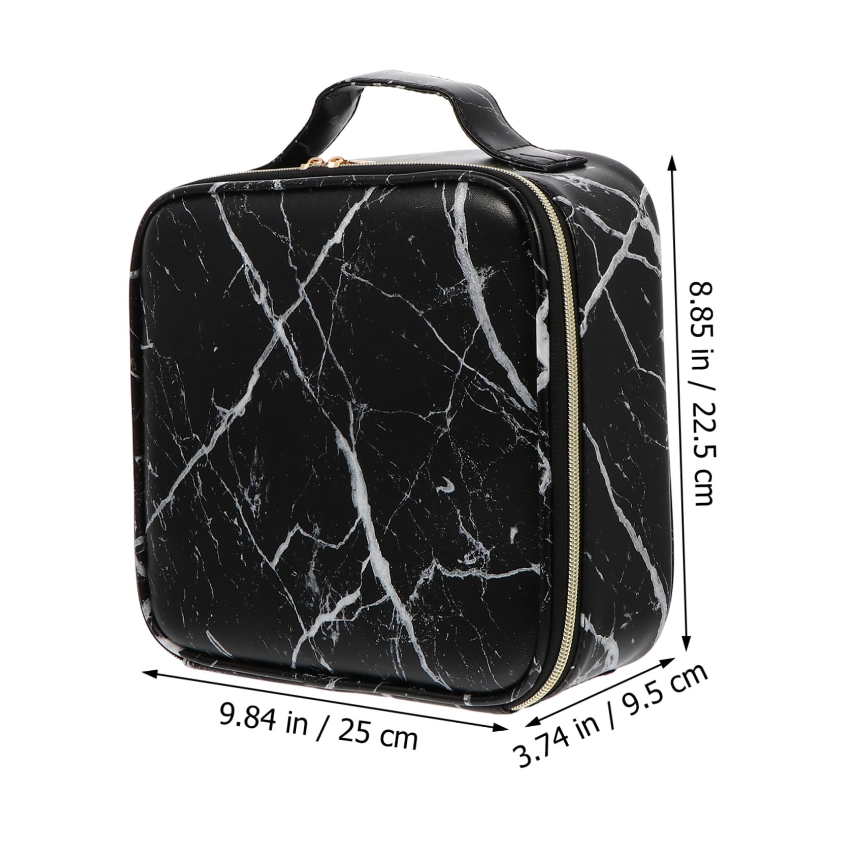 Ipetboom Reisekosmetikkoffer Marmor Design mit Verstellbaren Fächern Tragbarer Organizer für Make Up Pinsel Lippenstift Kosmetiktasche Handliches Beauty Case für Unterwegs