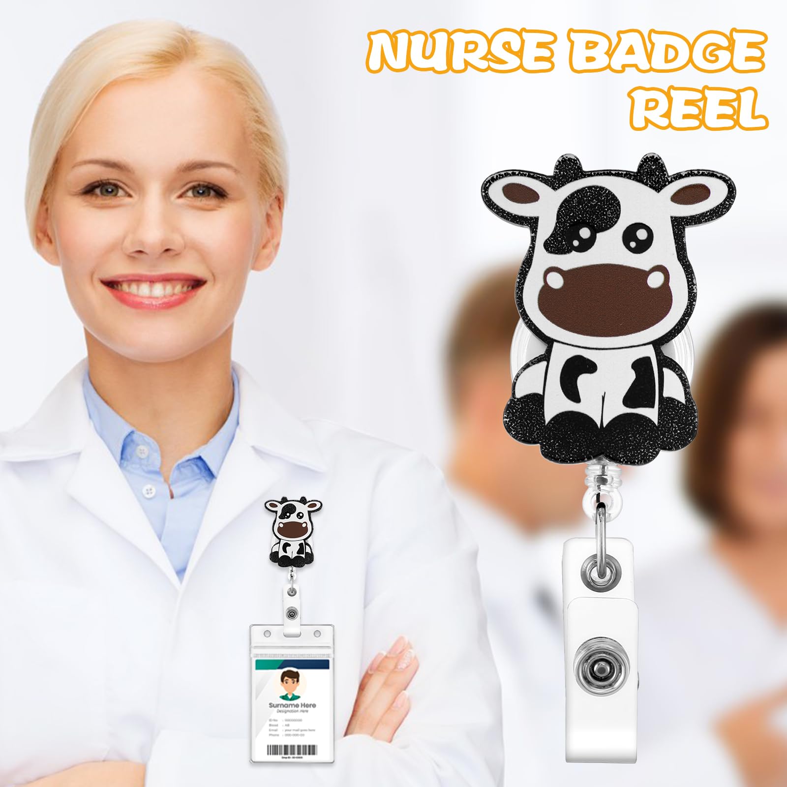 Funny Cowboy Cat Badge Reel For Nurses & Teachers - Retractable, 24" Cord, Acrylic With Alligator Clip