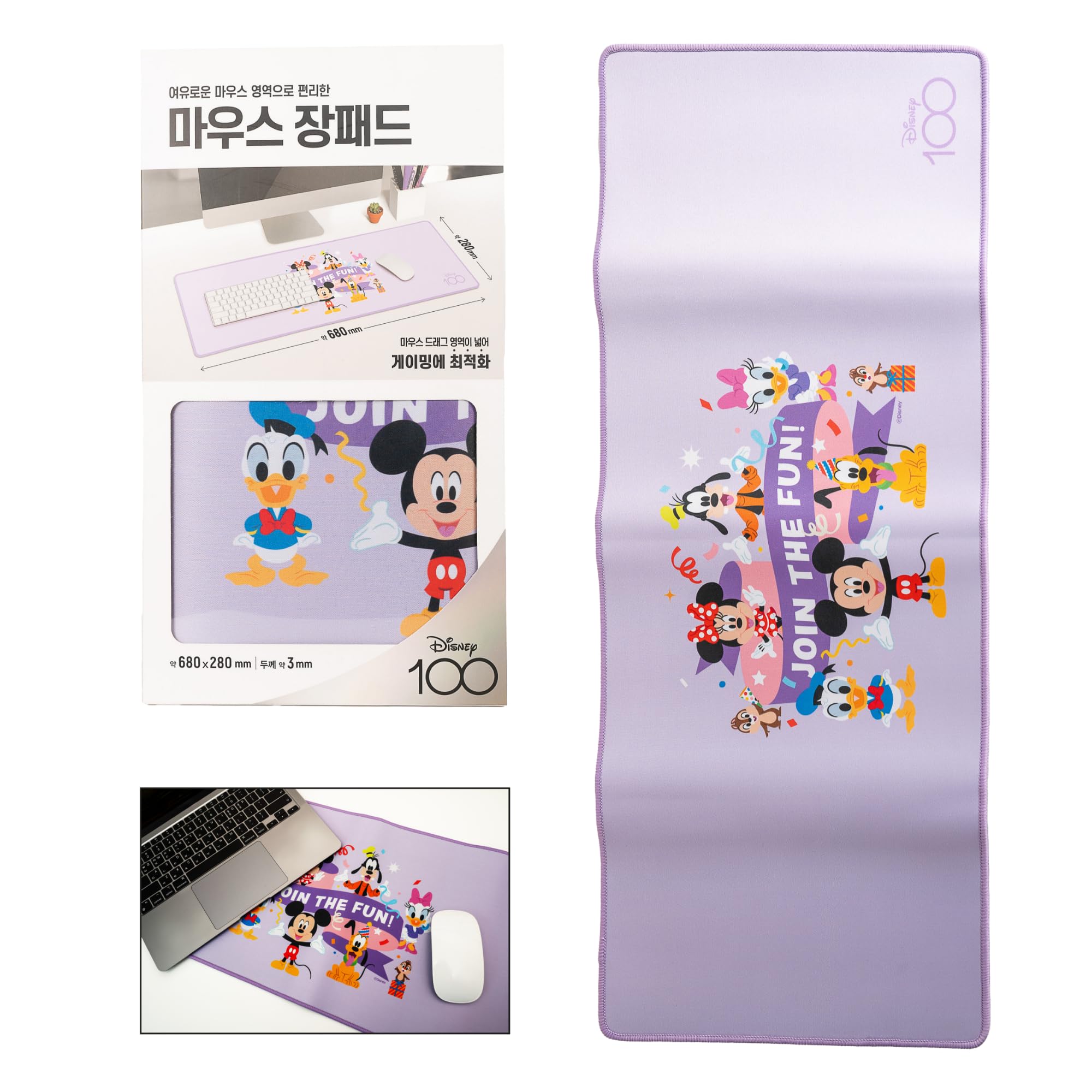Cute Characters 100th Anniversary Desk Mat - Non-Slip, Waterproof Rubber Desk Pad, Charming Desk Protector Mat, Large Desk Matt for Desktop, Gaming, Work, Desk Pad Mat for Keyboard & Mouse| 68 x 28cm