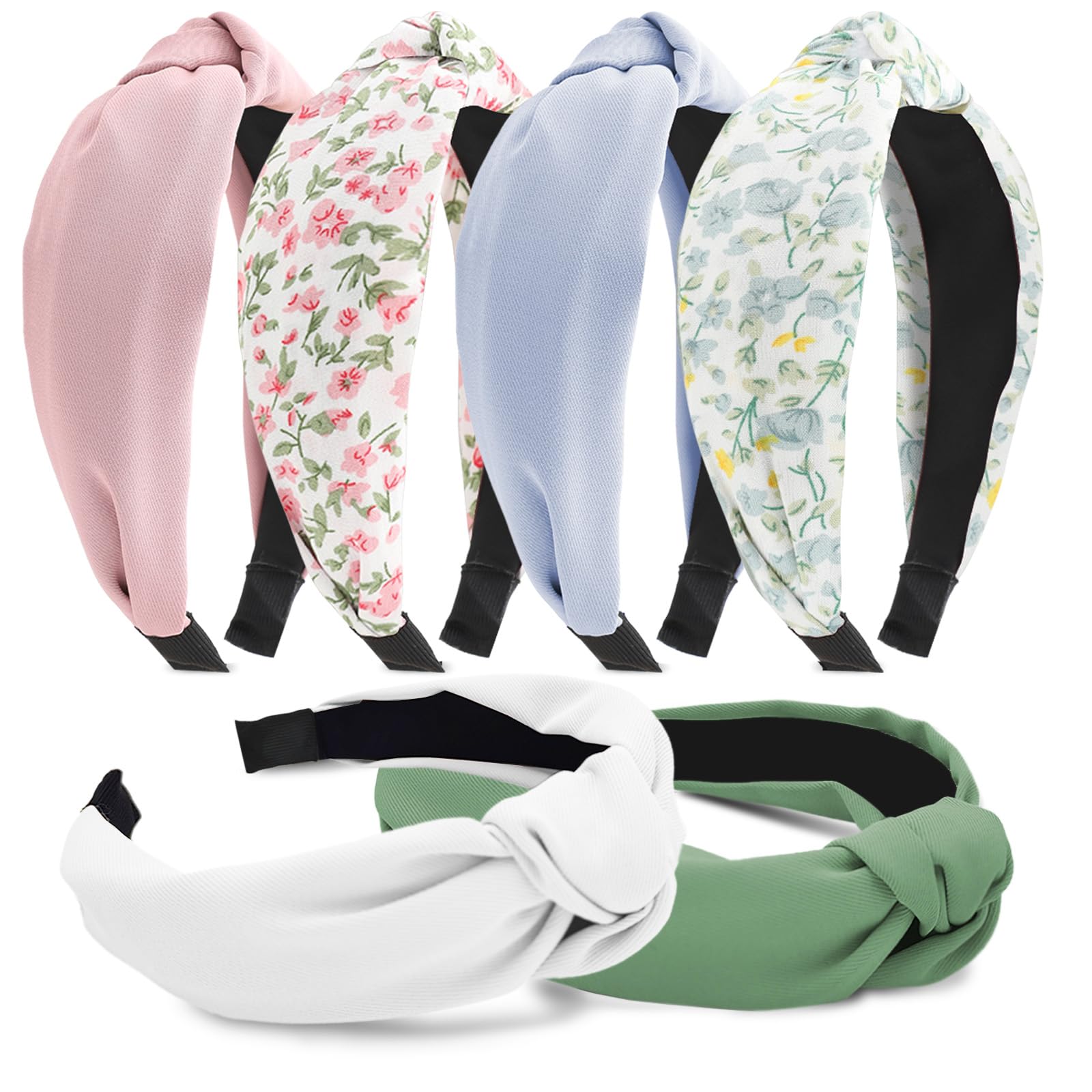 SMUOBT6Pcs Knotted Headbands for Women and Girls - Non-Slip Fashion Head Bands, Wide and Thick No-Teeth Hoops Hair Accessories