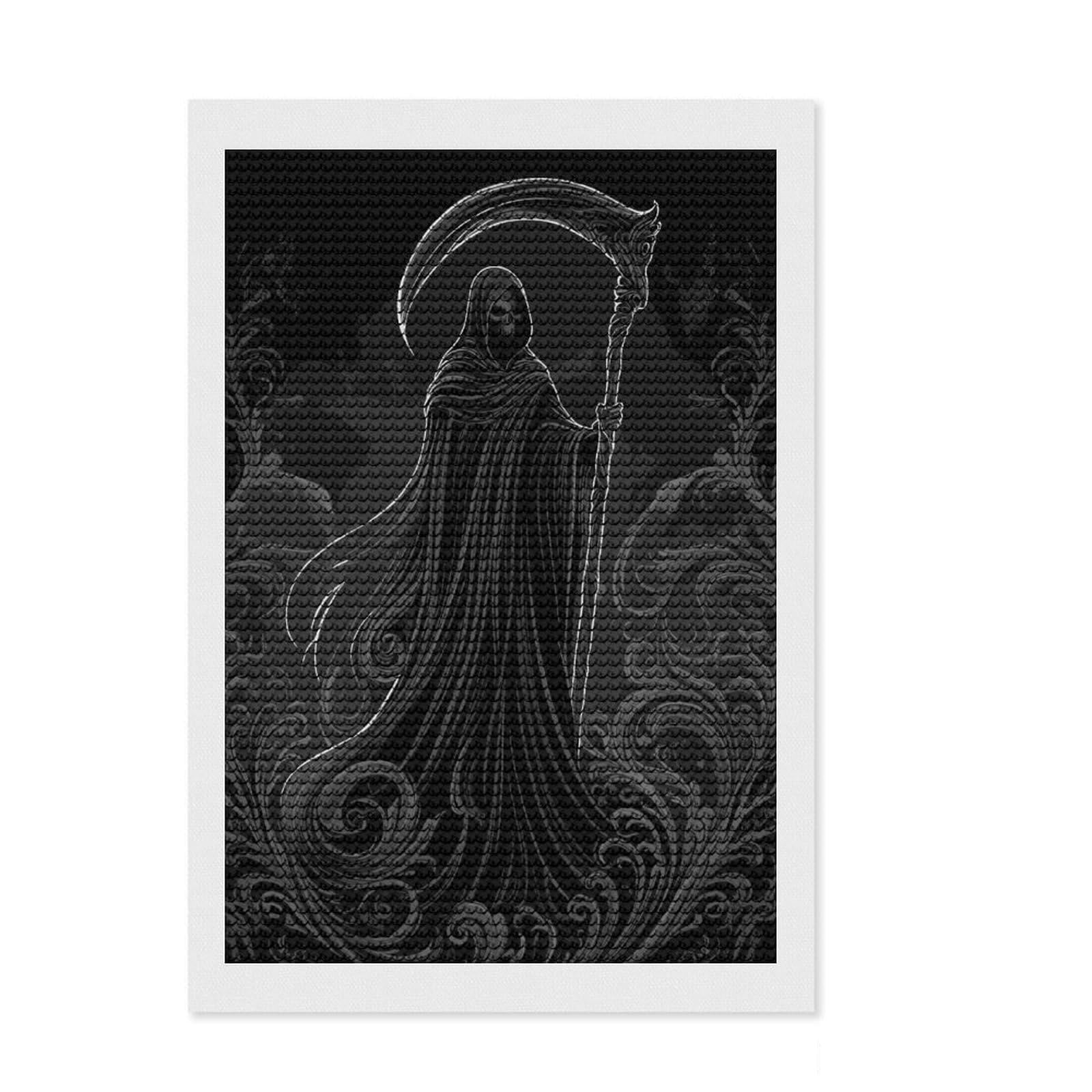 Junmoney Grim Reaper Diamond Painting Kit 8"x12", Gift Idea, Stress Relief Craft, DIY Craft, Farmhouse Decor, Vintage Style Decor