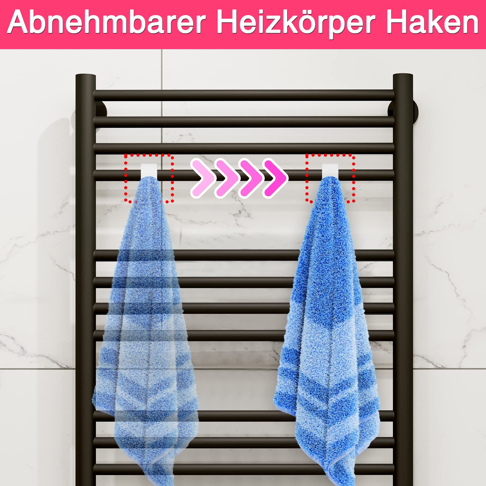 Crochets Pour Radiateur Rond - Lot De 10, Blanc, Amovibles Sans Perçage, Pour Suspendre Serviettes Ou Vêtements