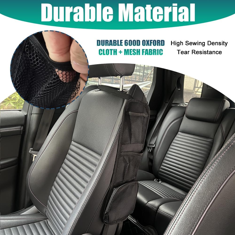 2PCS Car Seat Storage Hanging Bag, Car Seat Side Organizer, Multifunctional Cars Mesh Net Pocket, Multi-Pocket Seats Side Storage Interior Accessories Universal for Cars SUV (Black, 2PCS)
