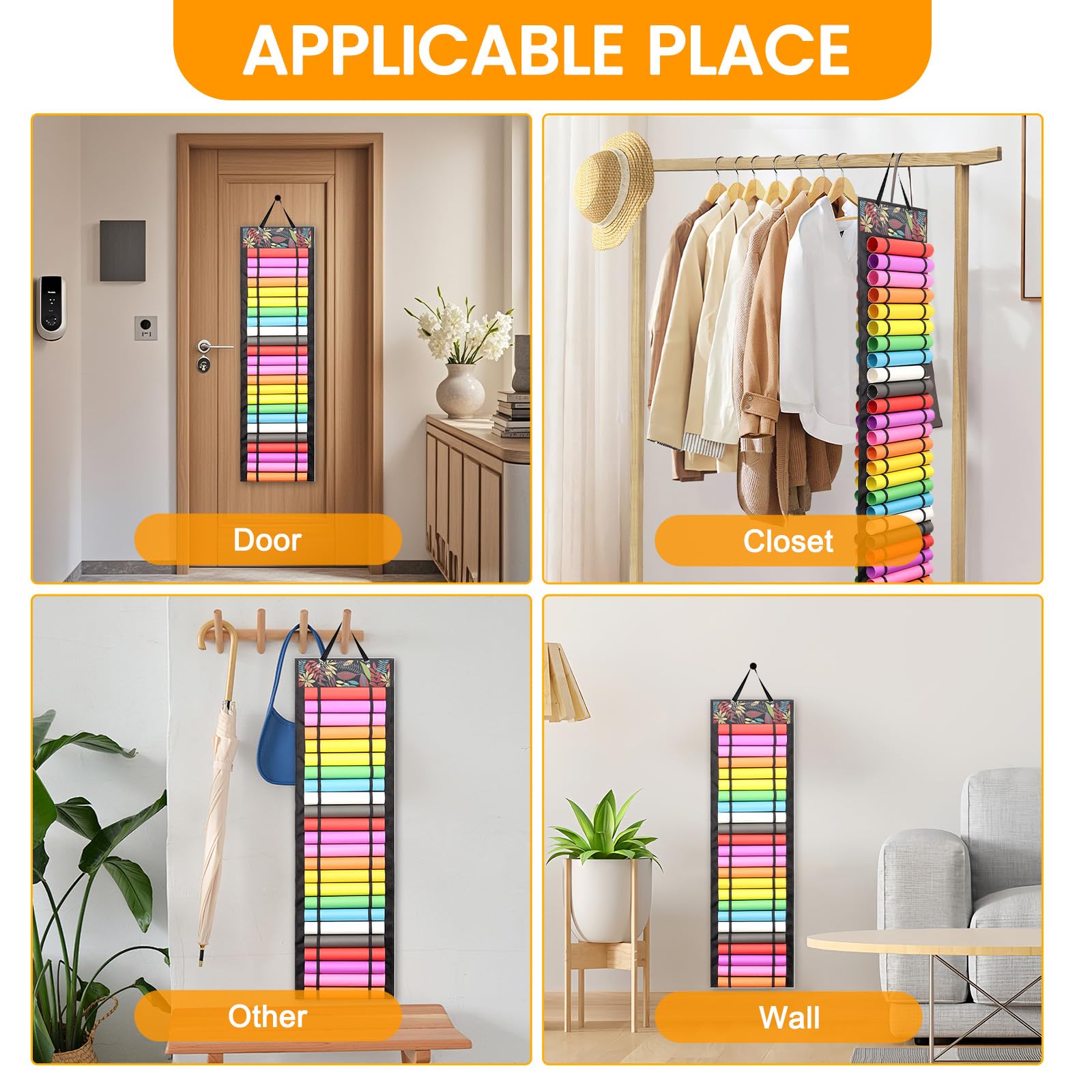 Yolispa Portarotolo in vinile organizer per rotoli fino a 48 rotoli per artigianato casa