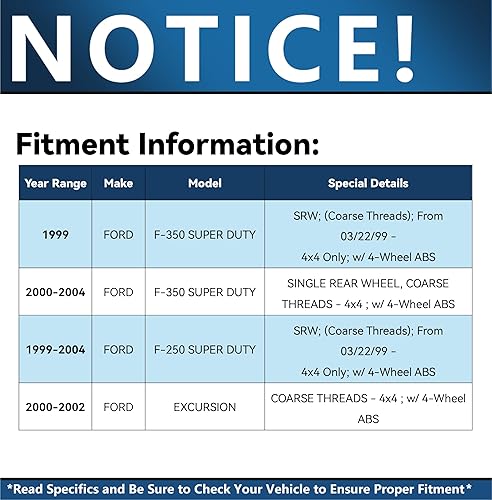 Miniatura 2 de Detroit Axle - Bujes de rodamiento de rueda delantera 4WD para Ford F-250 F-350 Super Duty 2000-2002 Excursion 2000 2000 2001 2002 Reemplazo del