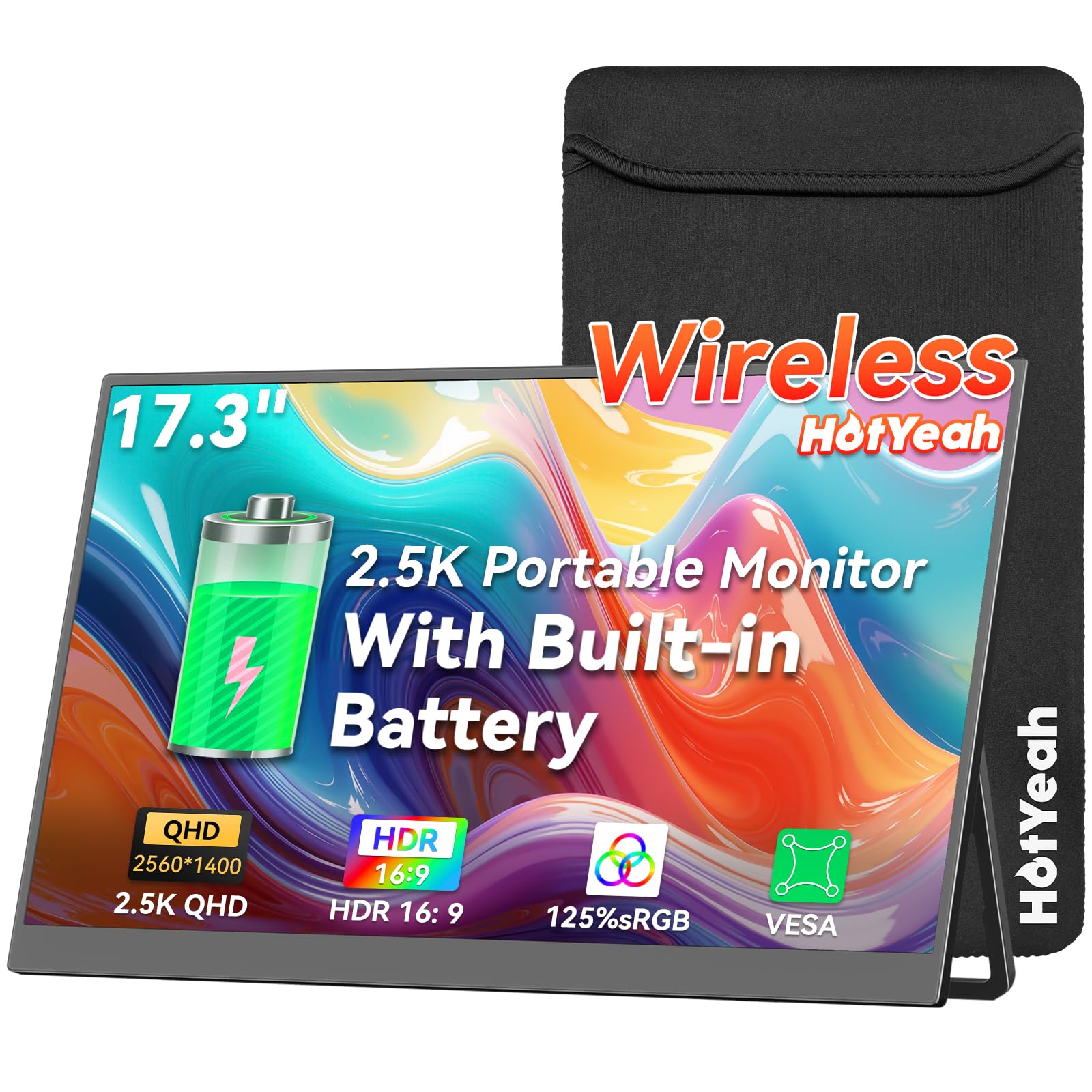 HotYeah 17.3 2.5K Wireless Portable Monitor