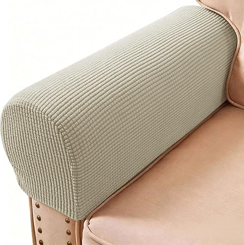 Miniatura 11 de Fundas para Brazos de Sofá, Sillón y Sillón Reclinable Elásticas, Fundas para Reposabrazos, Juego de 2 (Rojo Vino) Rojo