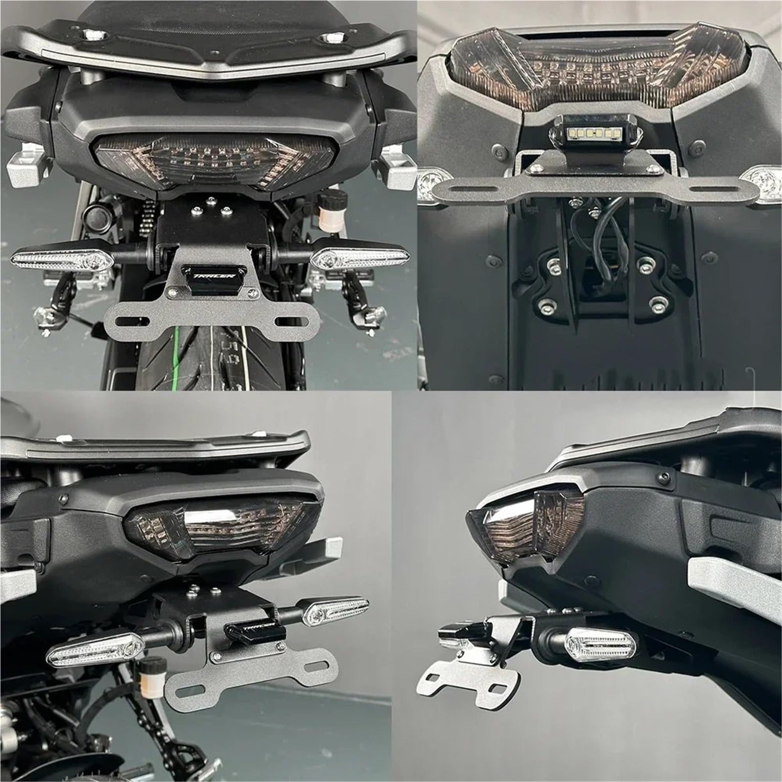 Ramka tablicy rejestracyjnej Uchwyt tablicy rejestracyjnej pasujący do motocykla MT09 Tracer 900/9/GT 7GT 700/GT FJ-09 2015-2024, oświetlenie LED na tylnym błotniku