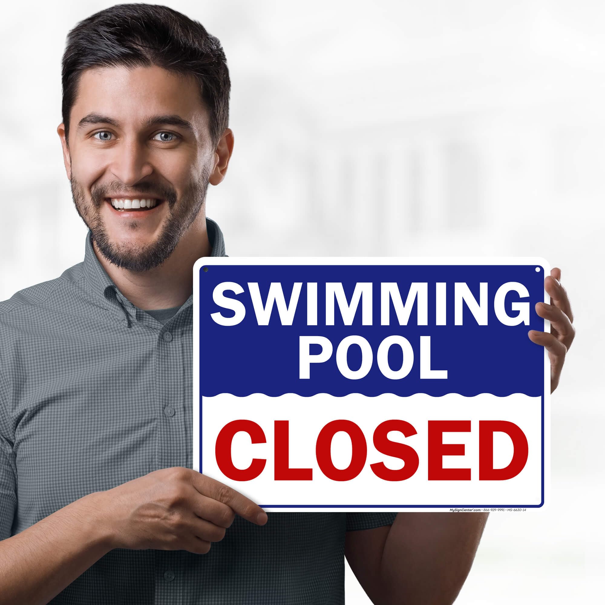 Swimming Pool Closed Sign, 10x14 Inches, 55 mil thick HDPE (high density polyethylene), Made in USA by My Sign Center
