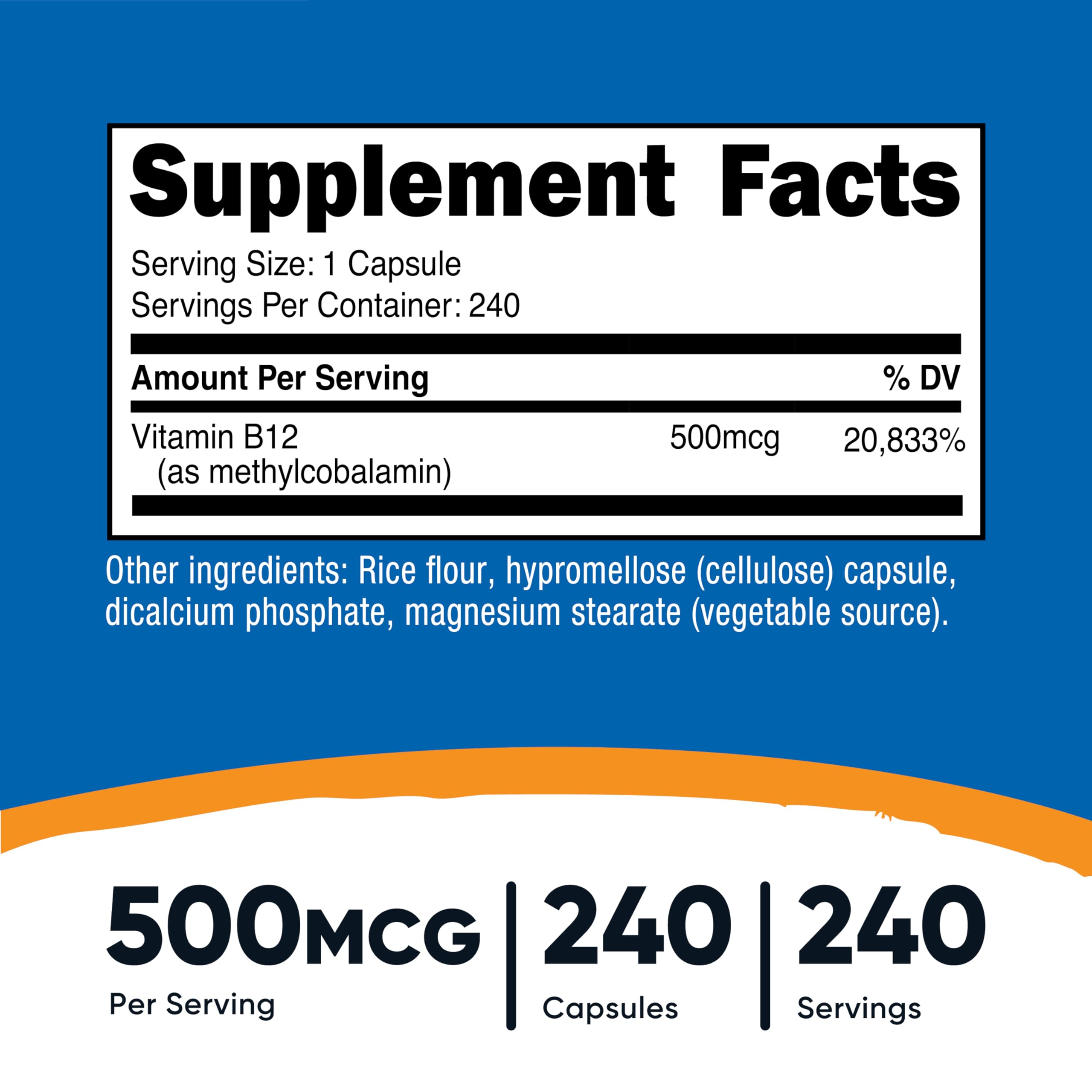 Nutricost Vitamin B12 Supplement (500mcg) 240 Capsules, Methylcobalamin — Amazon image 2
