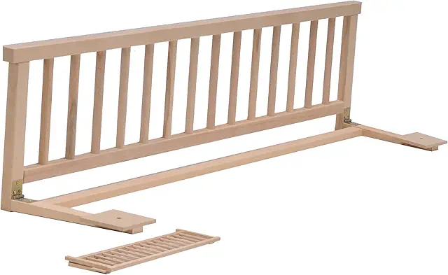 Barrière de lit bébé en hêtre massif naturel - Sécuritaire et pratique 120x31x35 cm
