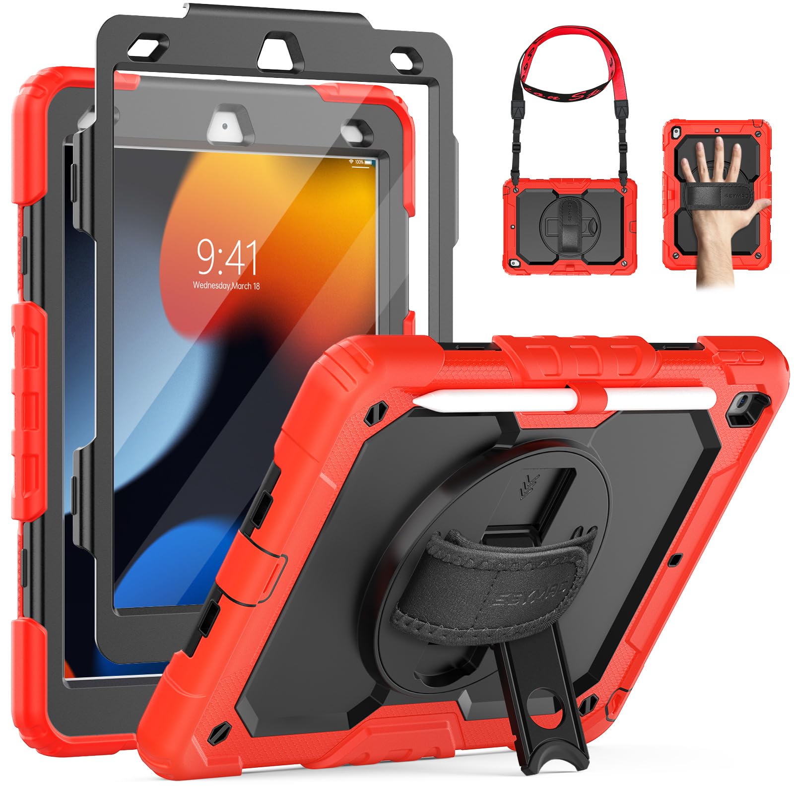 SEYMAC Custodia per iPad 9a/8a/7a Generazione 2021/2020/2019 Custodia