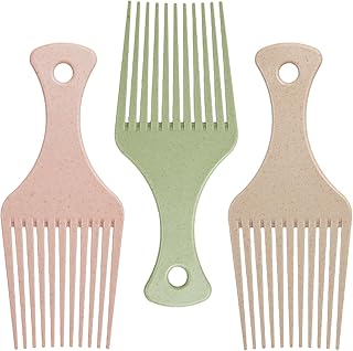 مجموعة من 3 امشاط شعر افريقية لفك تشابك الشعر وتصفيفه، مشط باسنان عريضة 6.22 انش