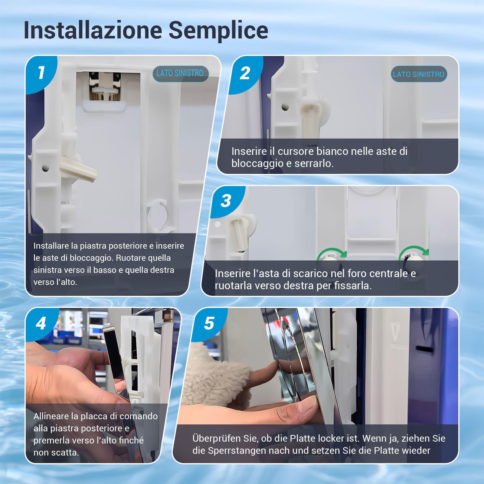 Placca di Comando WC Geberit Sigma UP300 UP320 Doppio Scarico 243×163 mm Argento